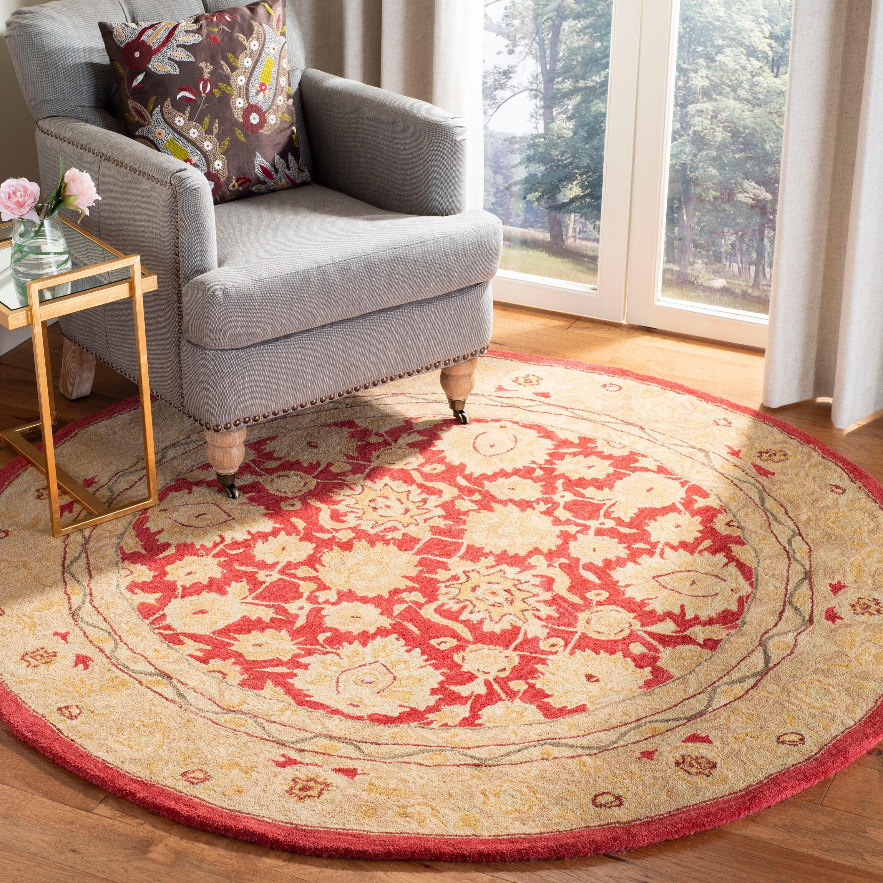 Anatolia AN522 Hand Tufted Indoor Area Rug - Red/Ivory - 4' Round - Safavieh
