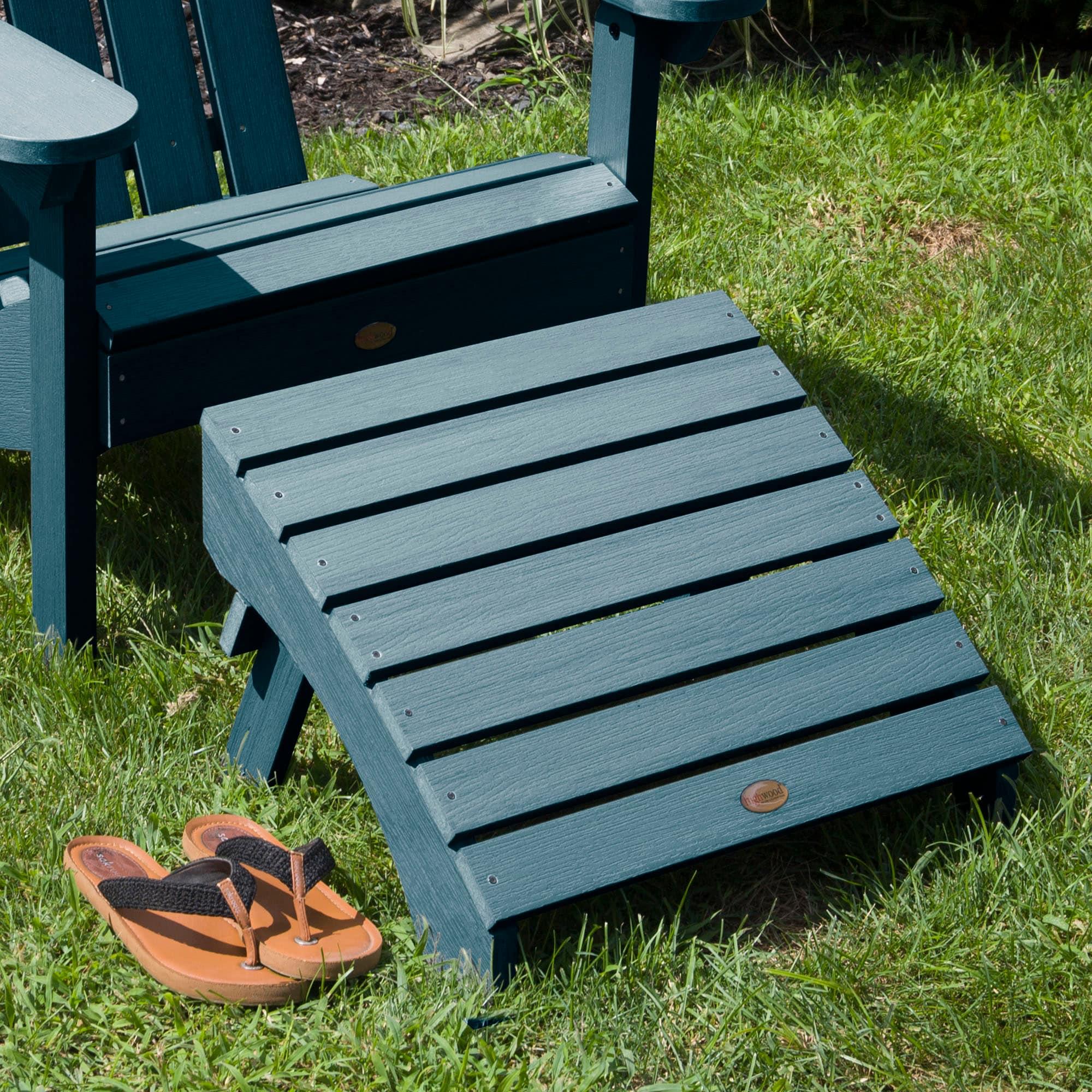 Folding Adirondack Patio Ottoman Nantucket Blue - highwood: Weather-Resistant Poly Lumber, Stainless Steel Hardware