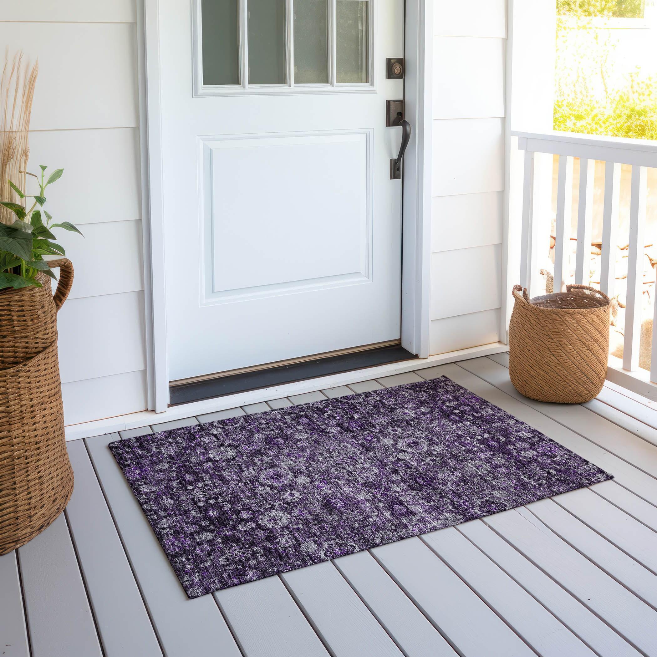 Addison Rugs Chantille ACN651 Purple 1'8" x 2'6" Indoor Outdoor Area Rug, Easy Clean, Machine Washable, Non Shedding, Bedroom, Living Room, Dining Room, Kitchen, Patio Rug
