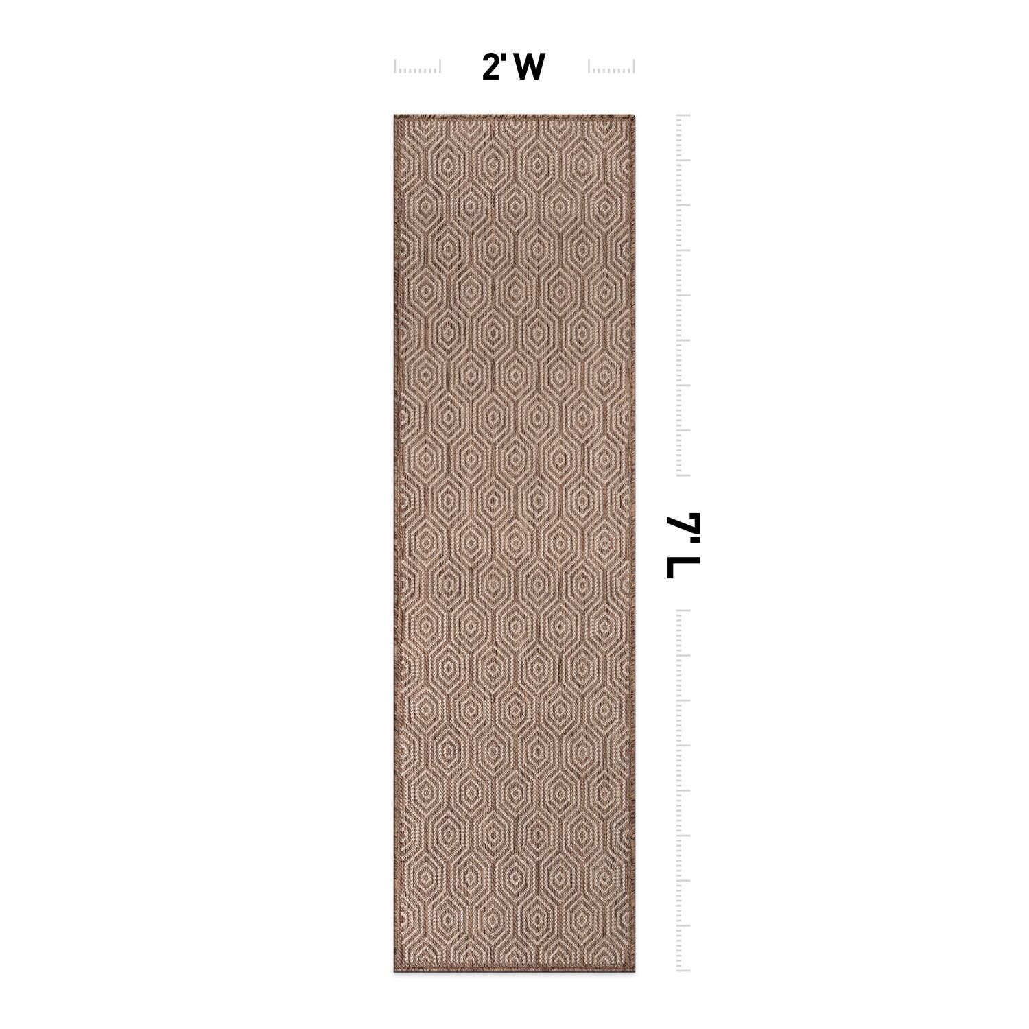 World Rug Gallery Modern Geometric Textured Flat Weave Indoor/Outdoor Area Rug - BROWN 2'x7'