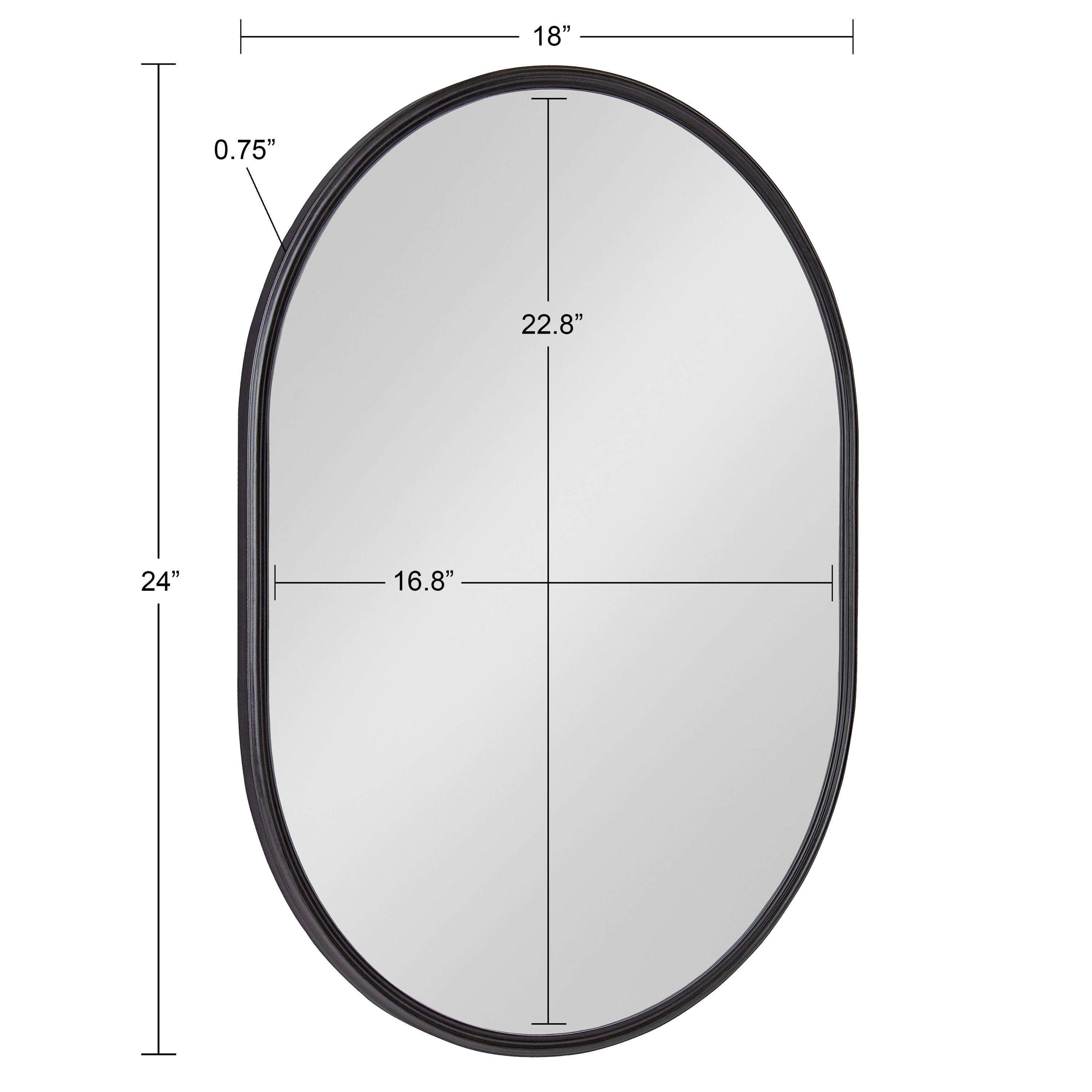 Kate and Laurel Caskill Modern Oval Mirror, 18" x 24", Black, Capsule-Shaped Accent Mirror for Entryway, Living Room, or Bathroom