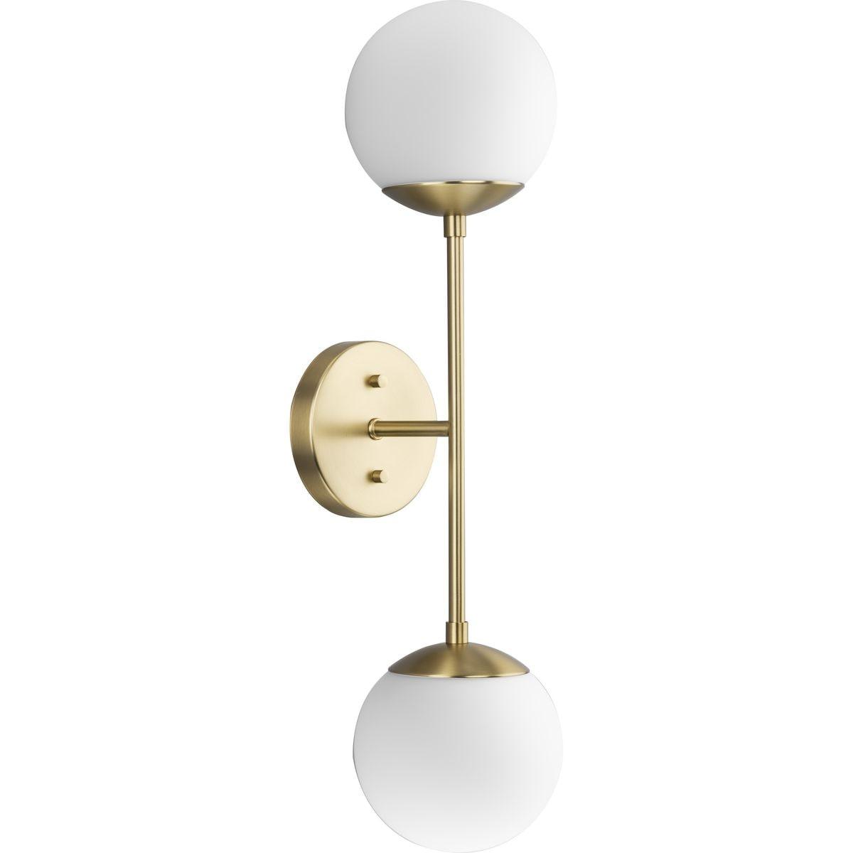 Progress Lighting Haas 2-Light Wall Bracket, Brushed Bronze, Opal Glass. Modern design, chic statement for mid-century modern, contemporary settings.