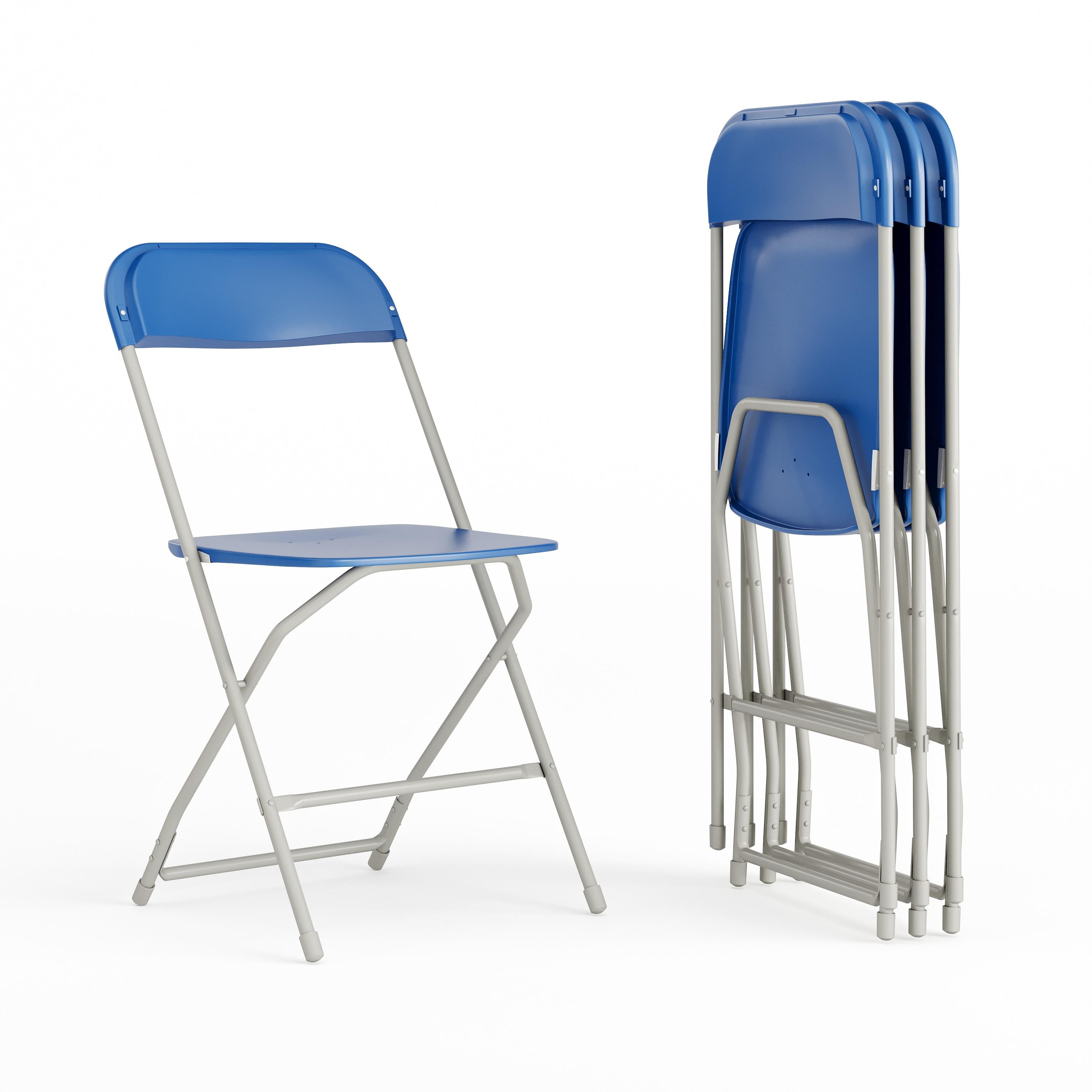 Flash Furniture Hercules Series Plastic Folding Chair Blue - 4 Pack 650LB Weight Capacity Comfortable Event Chair-Lightweight Folding Chair