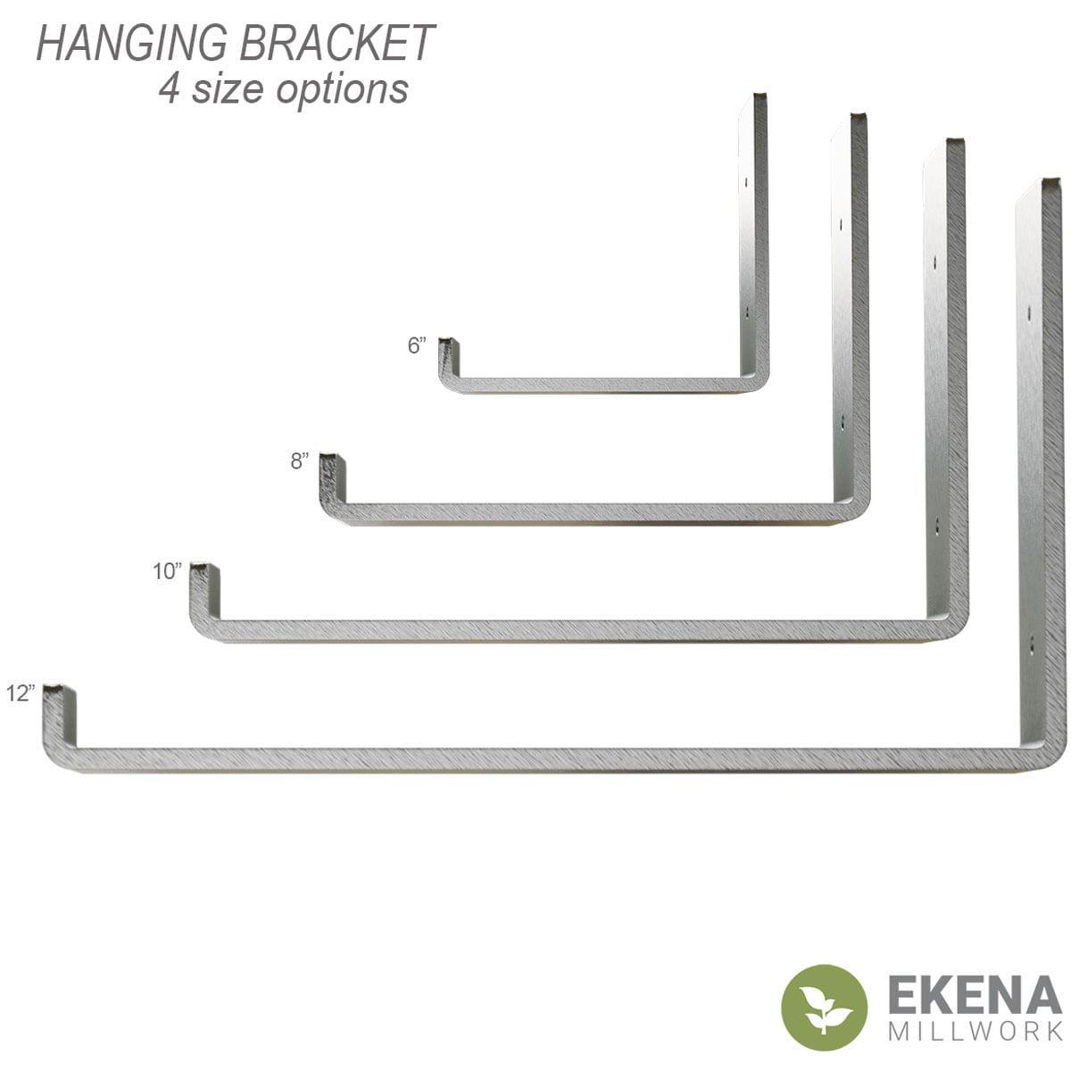 Ekena Millwork 2"W x 8"D x 6"H Steel Hanging Shelf Bracket, Stainless Steel