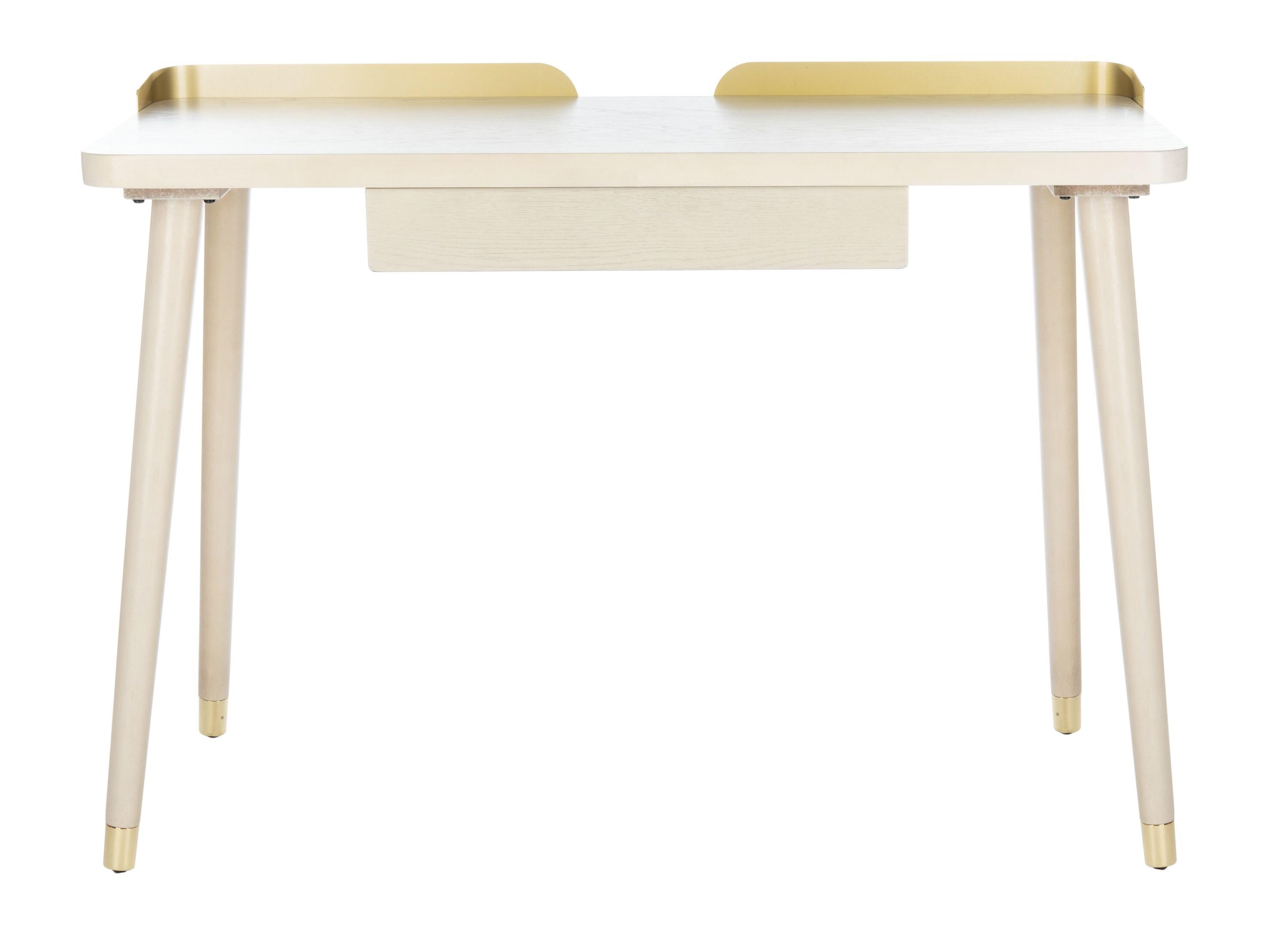 Parker 1 Drawer Desk - White Washed/Gold - Safavieh