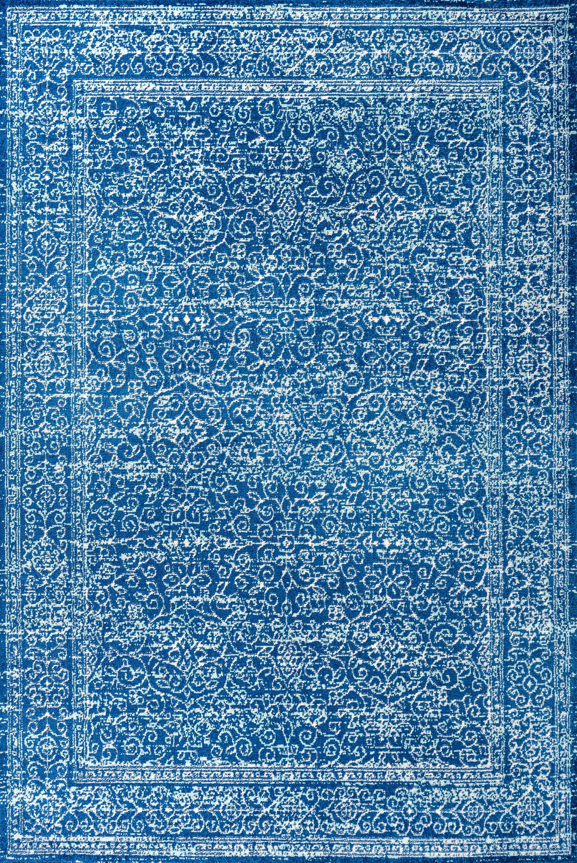 4'x6' Ferro Filigree Charcoal Black and White Area Rug, Blue - JONATHAN Y