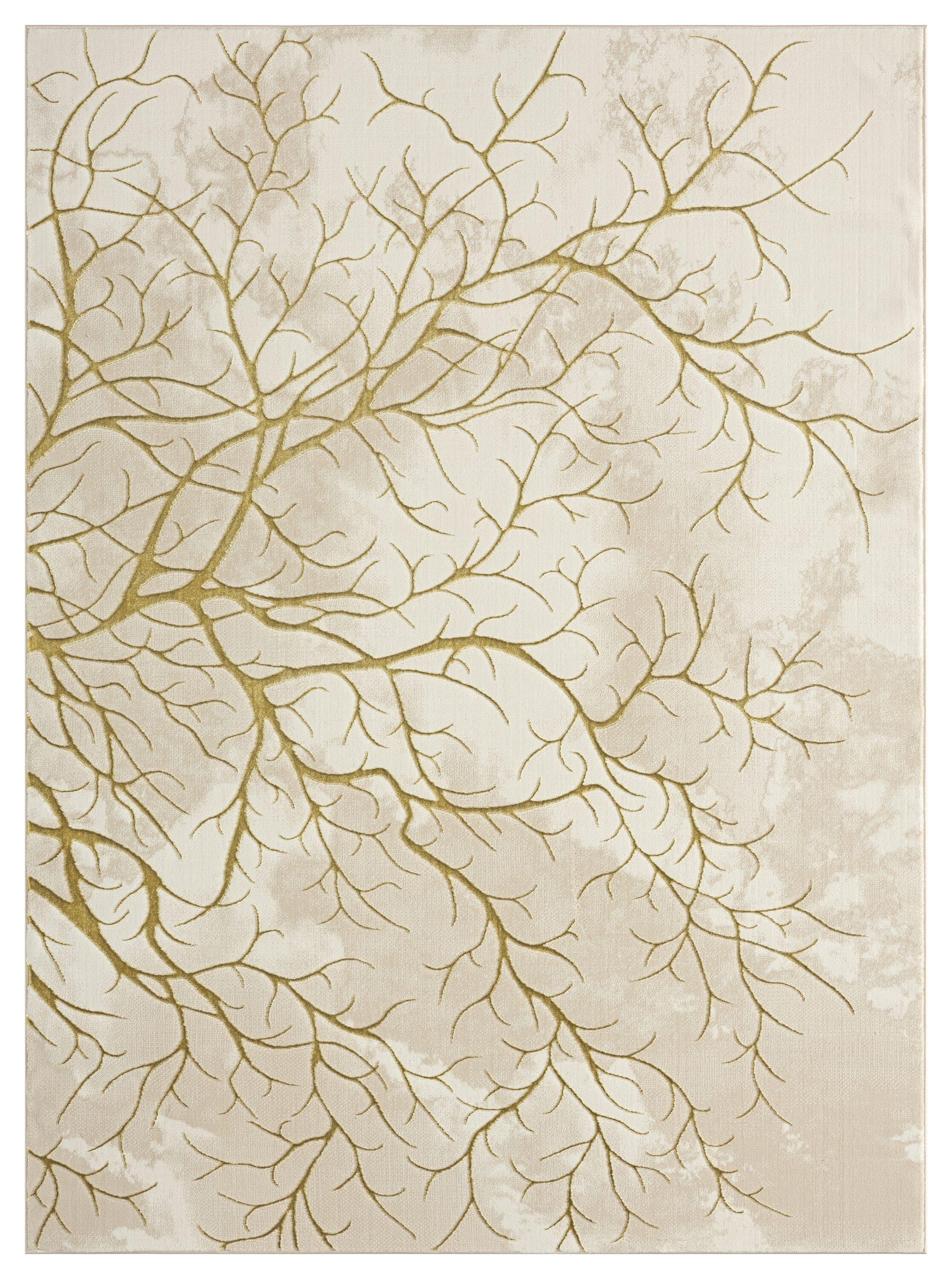 Ksamil Abstract Area Rug In Beige/Gold