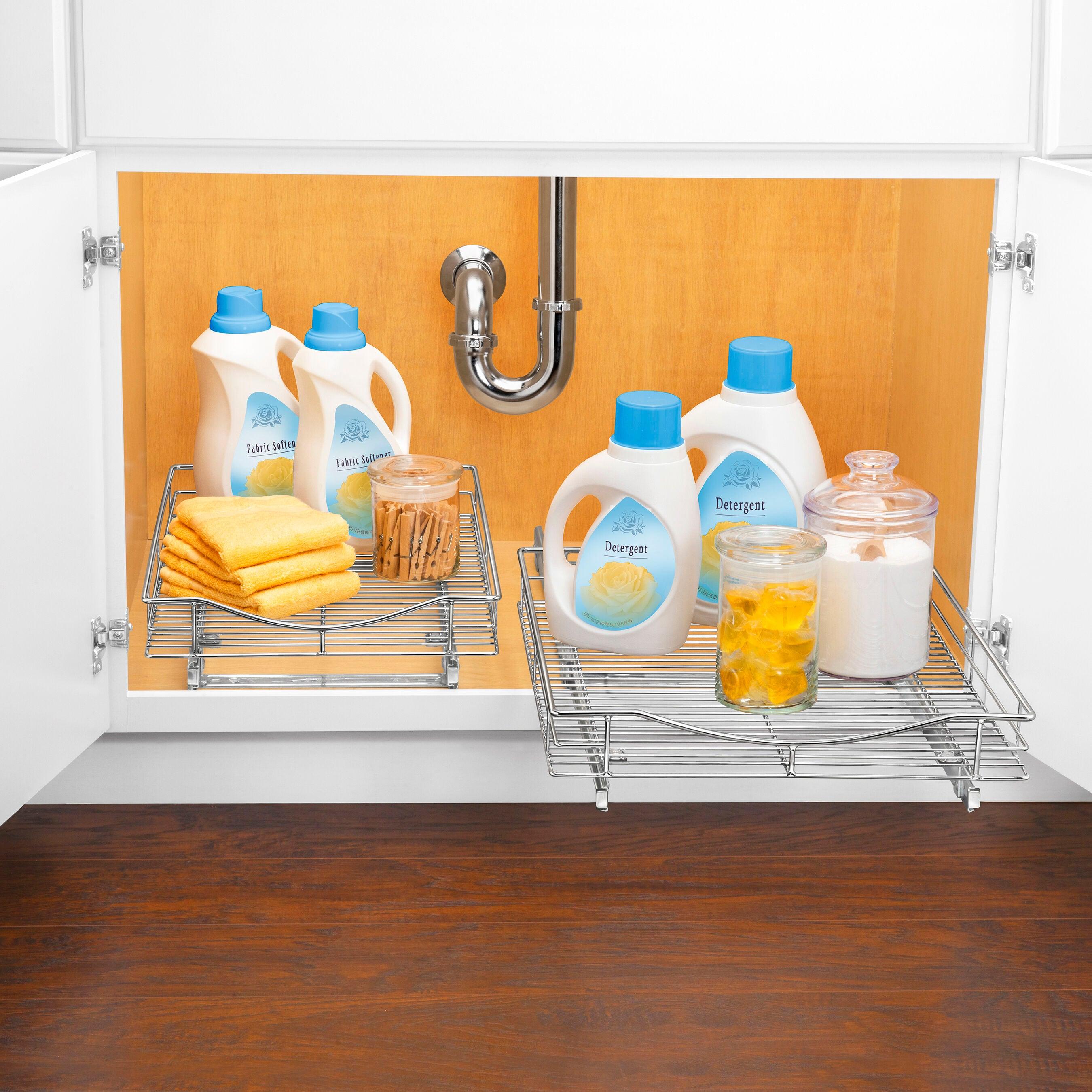 LYNK PROFESSIONAL Pull Out Cabinet Organizer - Slide Out Drawers for Kitchen Cabinets, Chrome