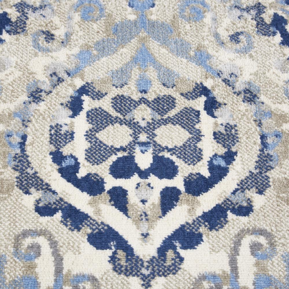 Home Dynamix Melrose Audrey Ogee Damask Runner Area Rug, Ivory/Blue, 1'8"x7'2"