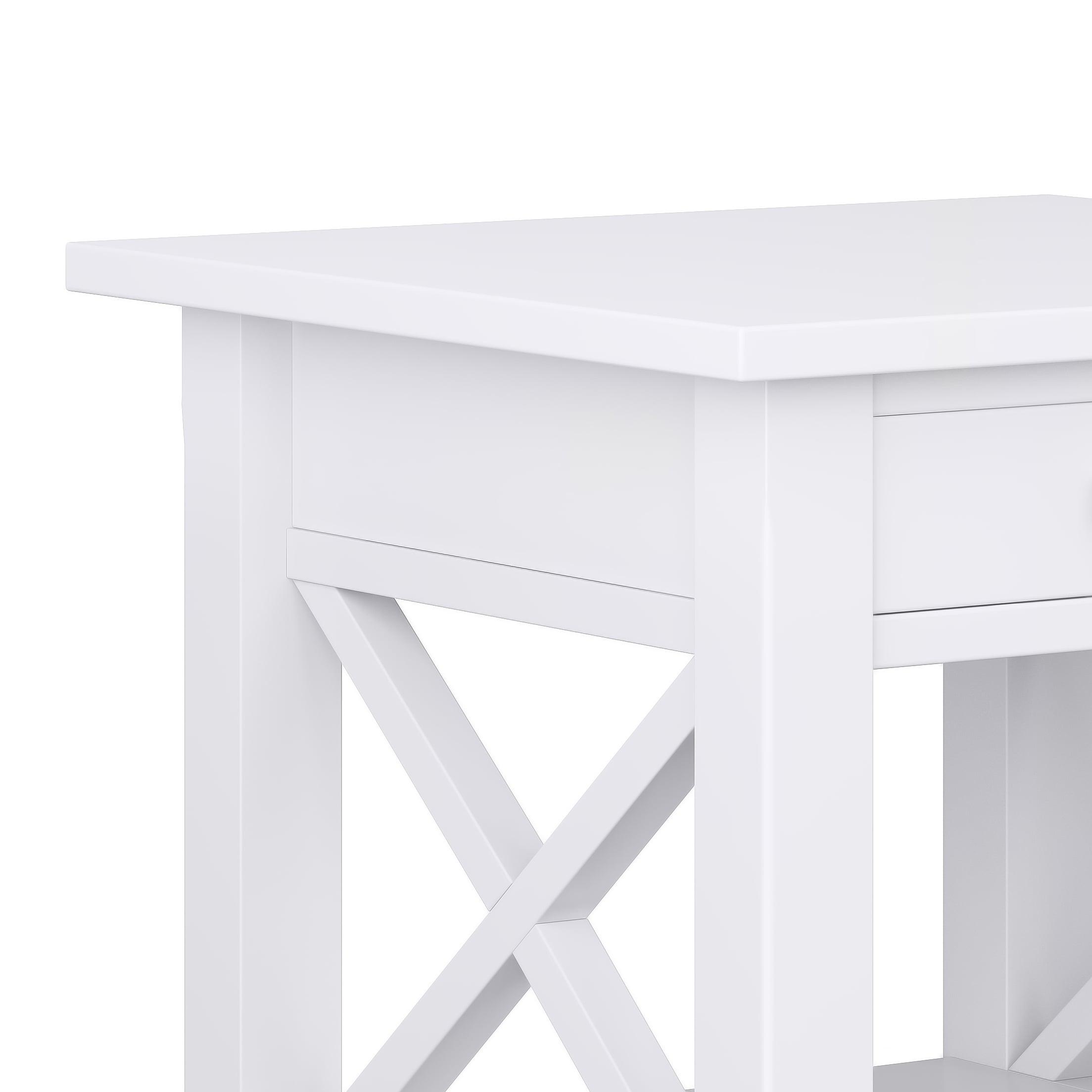 Simpli Home Kitchener 21" Square Contemporary Solid Wood End Table in White