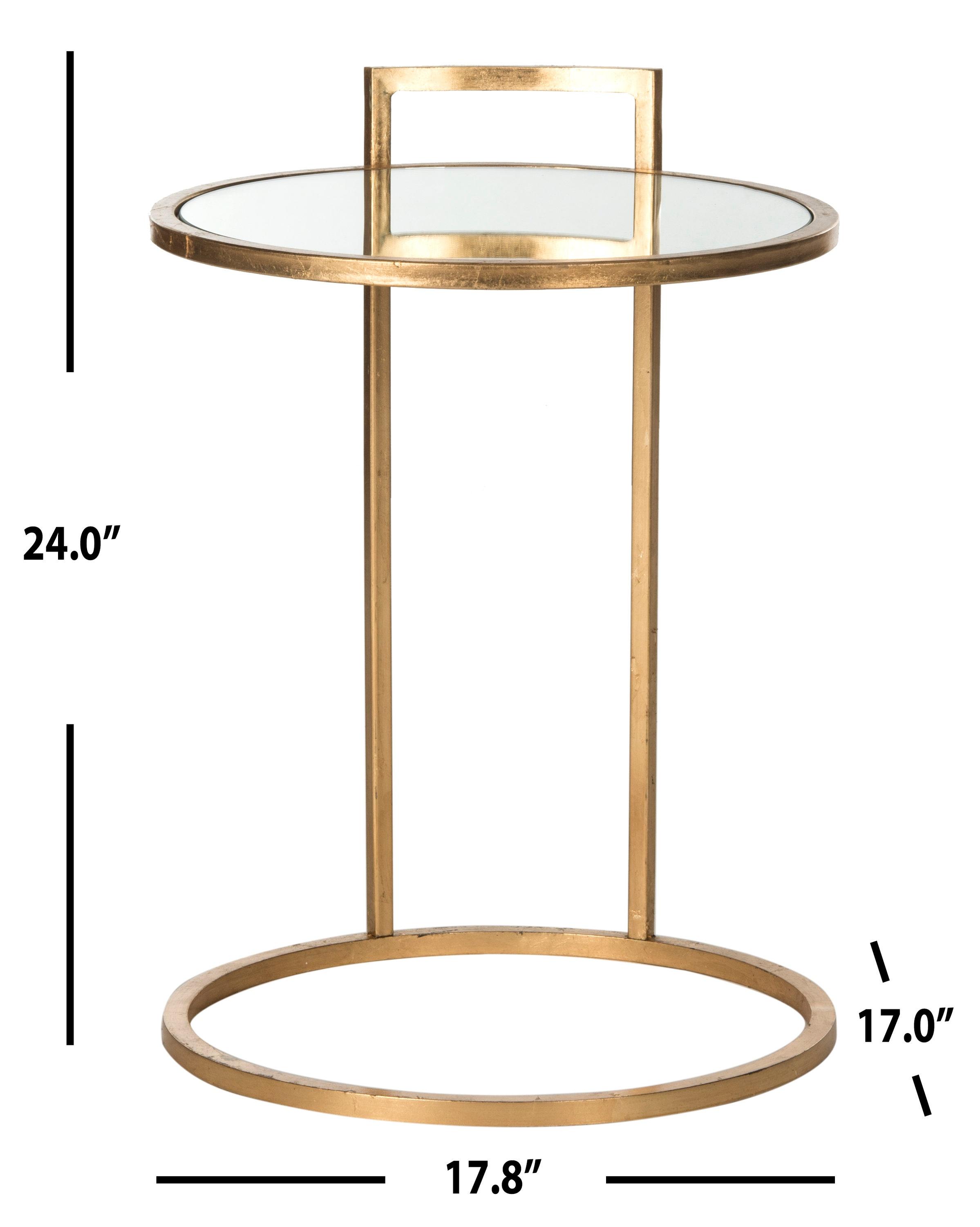 Calvin Round Gold Leaf End Table - Gold/Mirror - Safavieh.