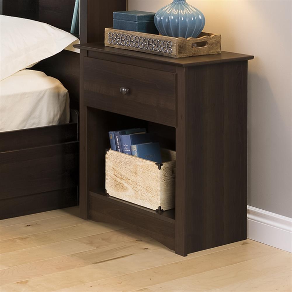 Fremont Nightstand Espresso - Prepac: Wood Composite Bedside Table with Drawer, 5 Year Warranty