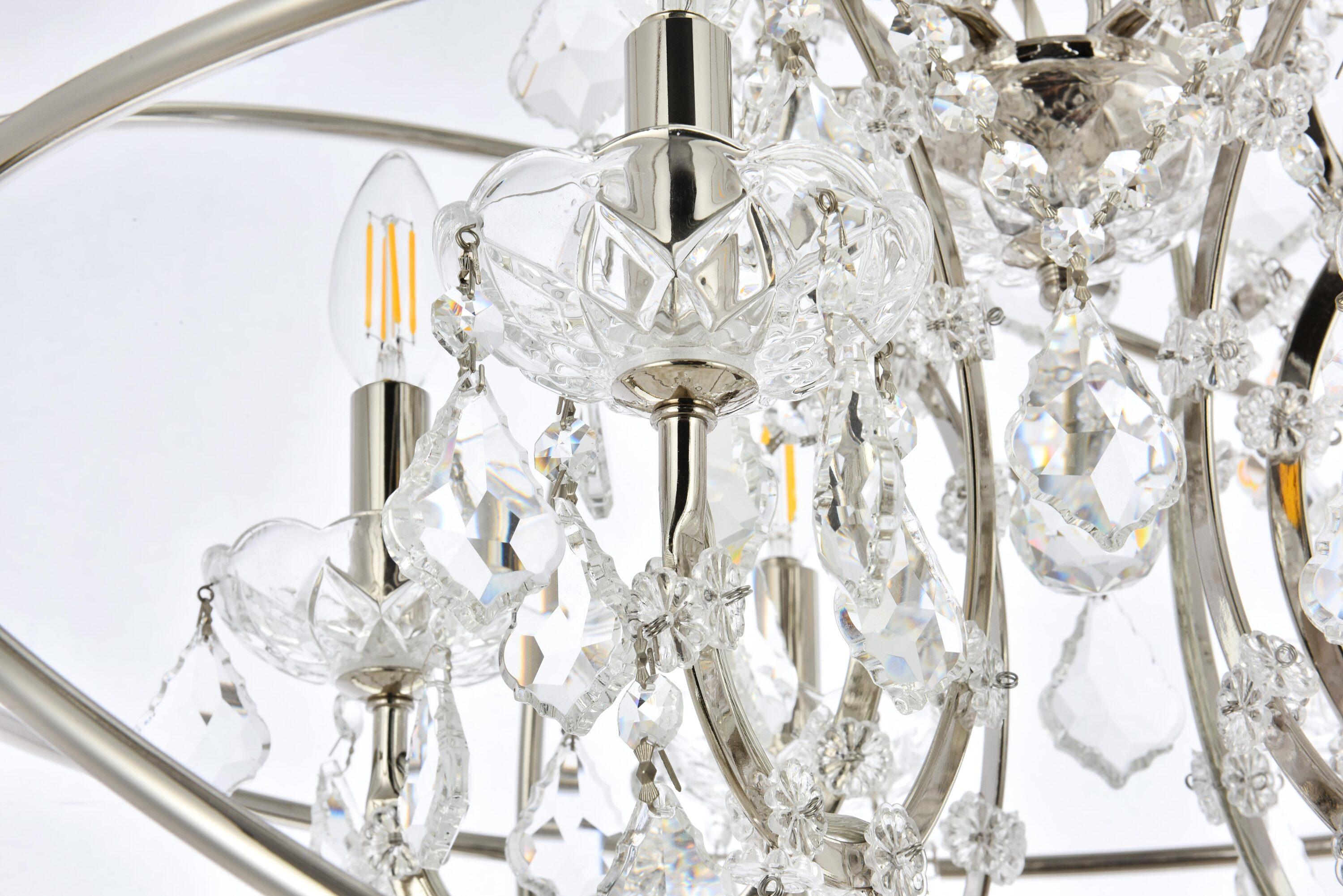 Transitional Geneva 6-Light Polished Nickel & Silver Shade Crystal Chandelier