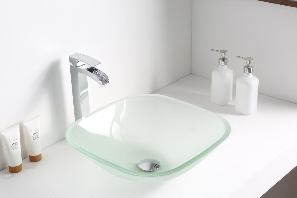 ANZZI LS-AZ8125 ANZZI Victor 16.5'' Matte Clear Tempered Glass Square Bathroom Sink
