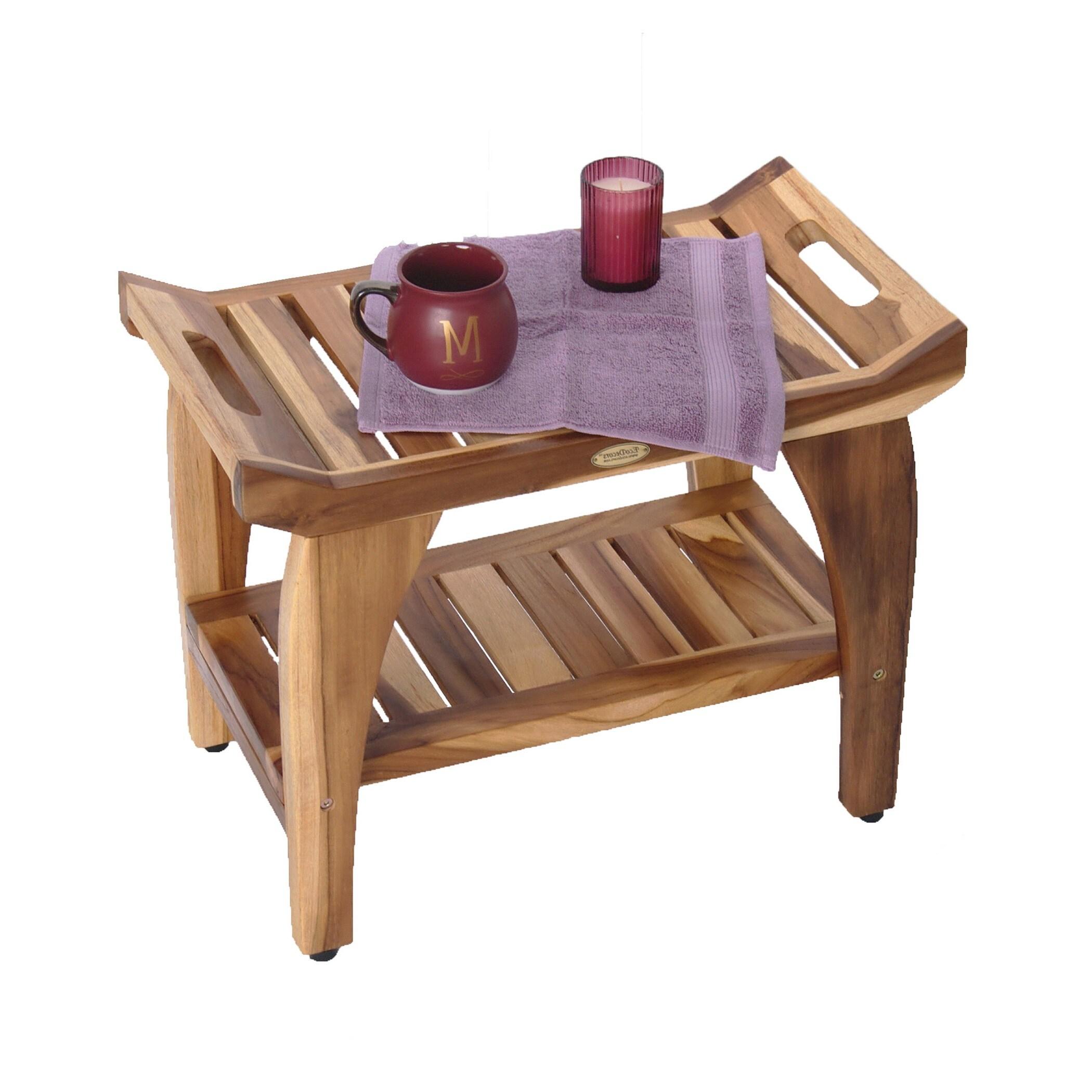 EcoDecors Tranquility by EcoDecors, Teak Shower Bench, Teak Bench Shower, Teak Shower Bench for Inside Shower, Teakwood Shower Bench