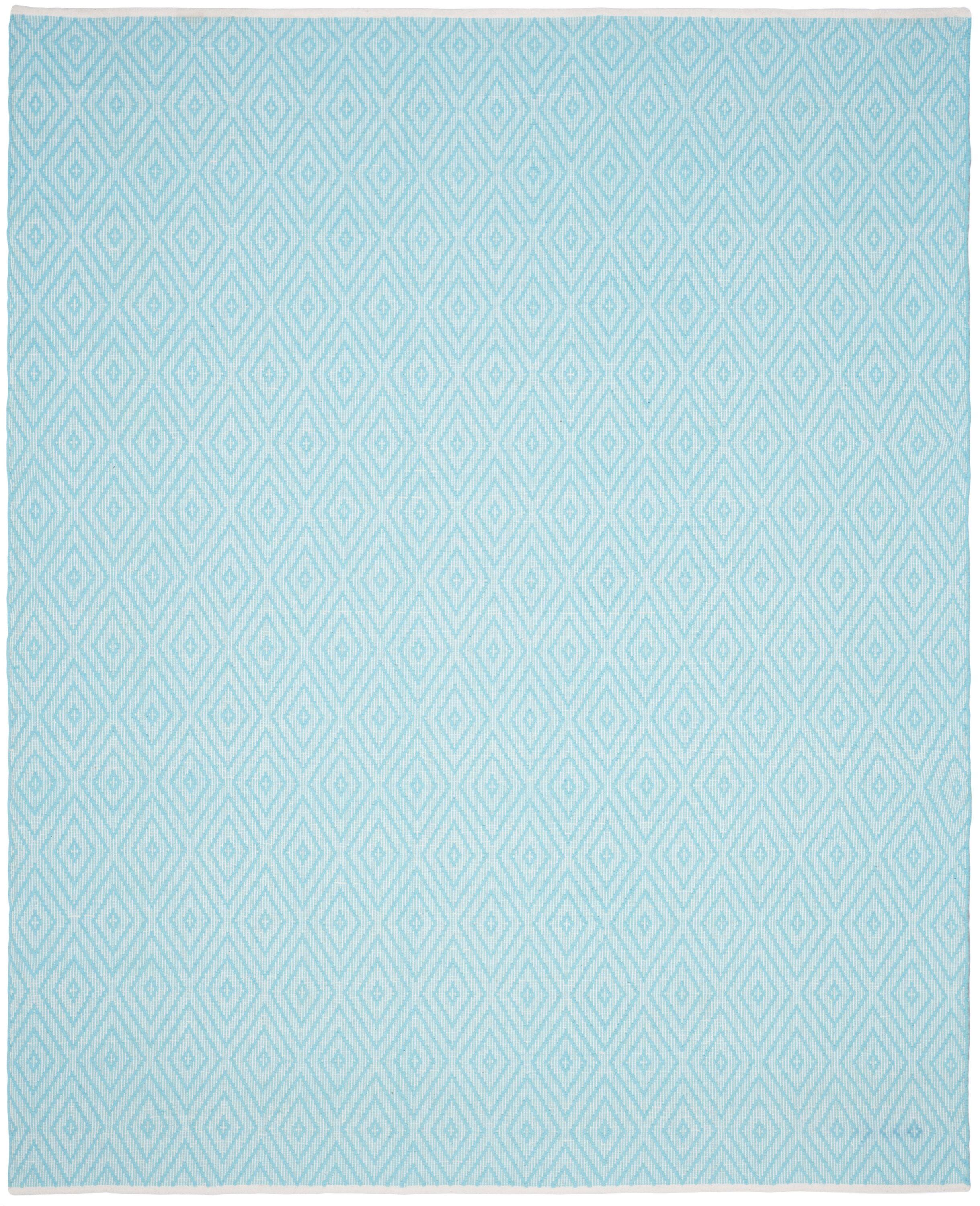 SAFAVIEH Montauk Kimberlyn Geometric Diamond Cotton Area Rug, Turquoise/Ivory, 11' x 15'