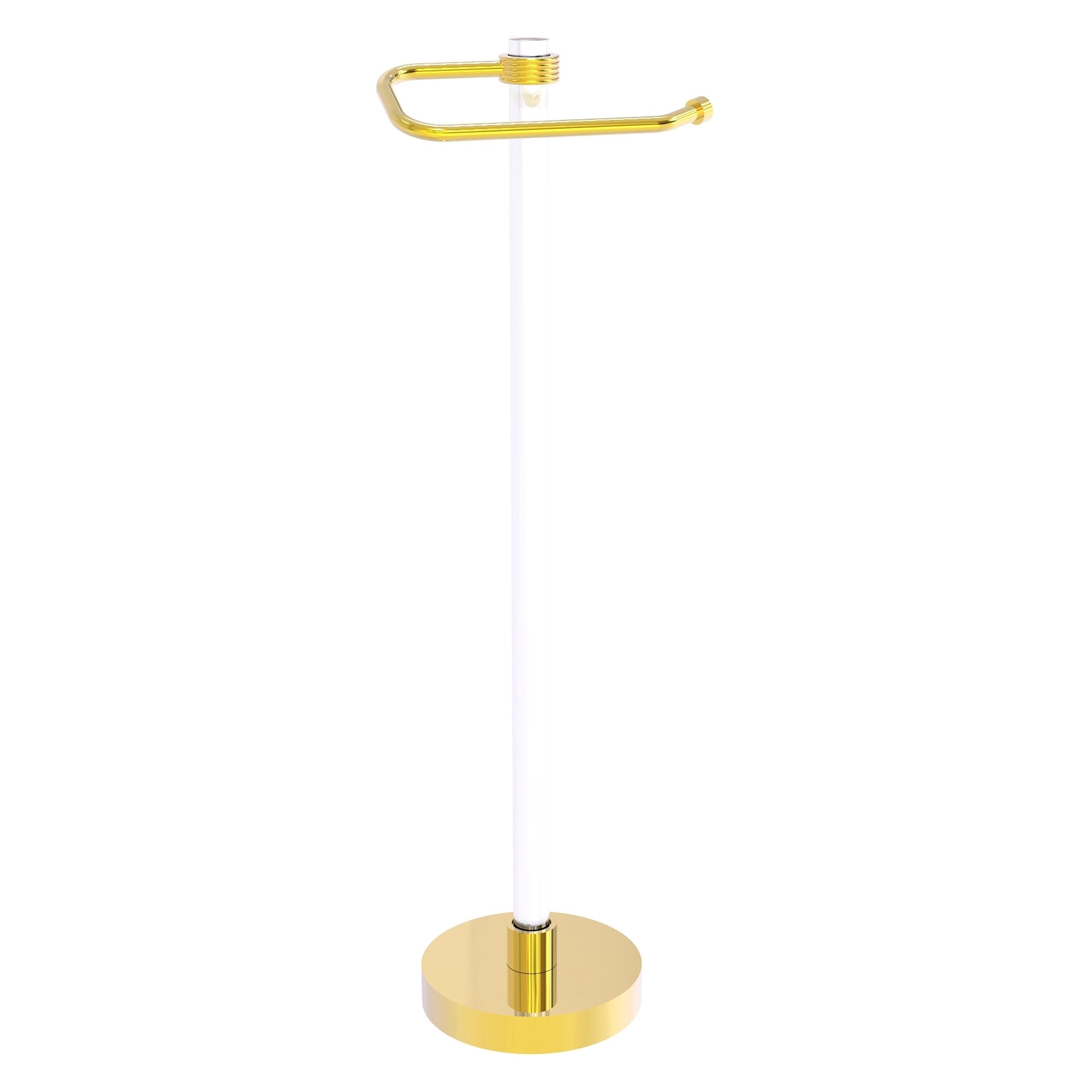 Polished Brass and Acrylic Free Standing Toilet Paper Holder