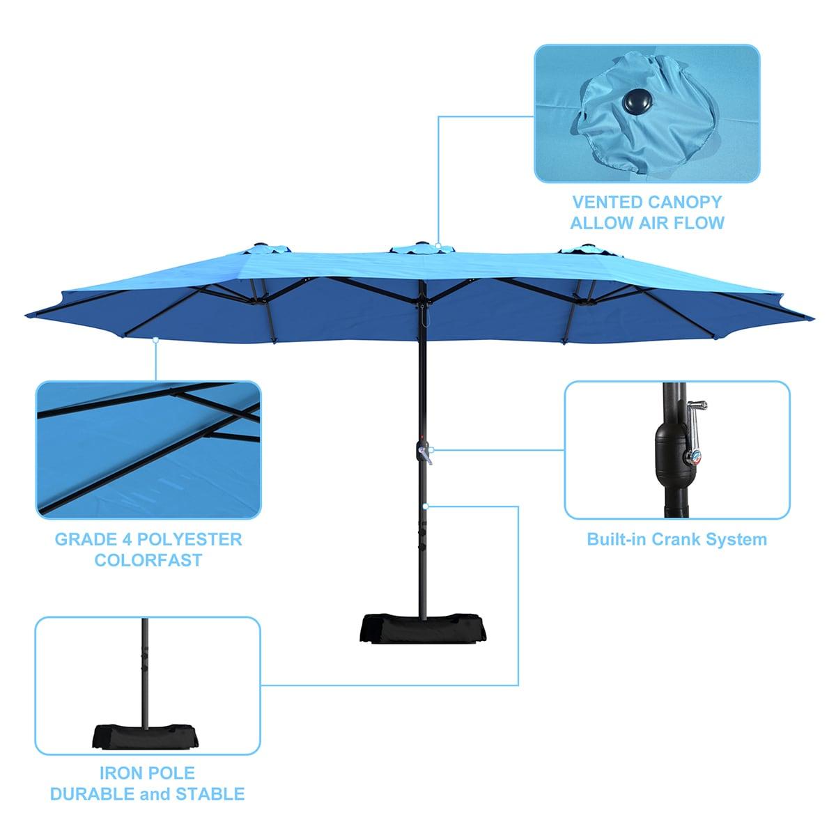 clihome 15 Ft Patio Market Umbrella with Base