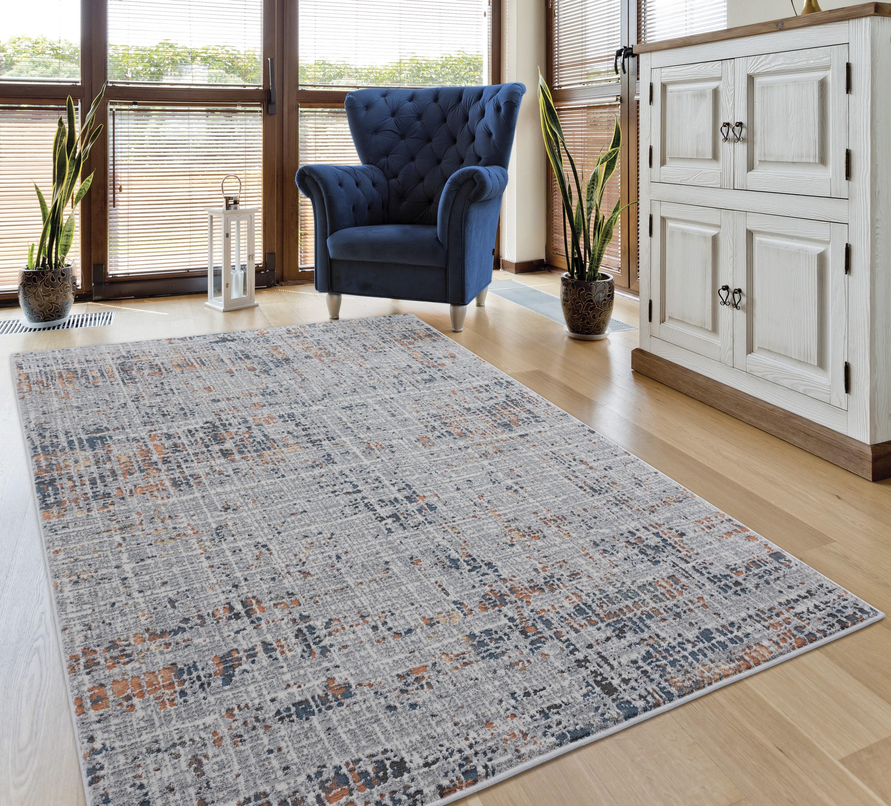 Designer Home Suave Area Rug 2620 36075 Livia Blue Scratched Distressed 1' 11" x 3' Rectangle