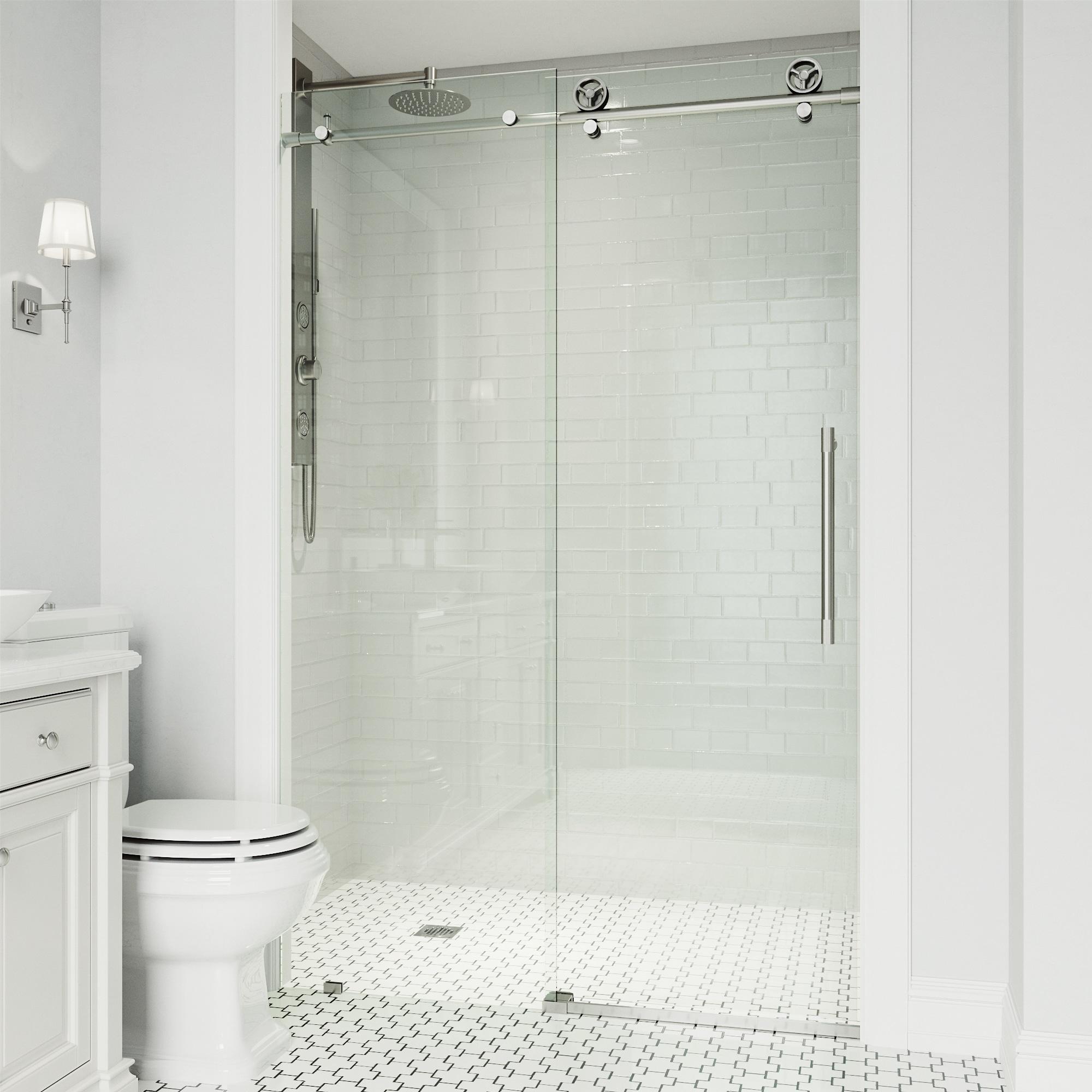 Cass 52-56" W x 76" H Sliding Frameless Shower Door with 3/8" Clear Glass