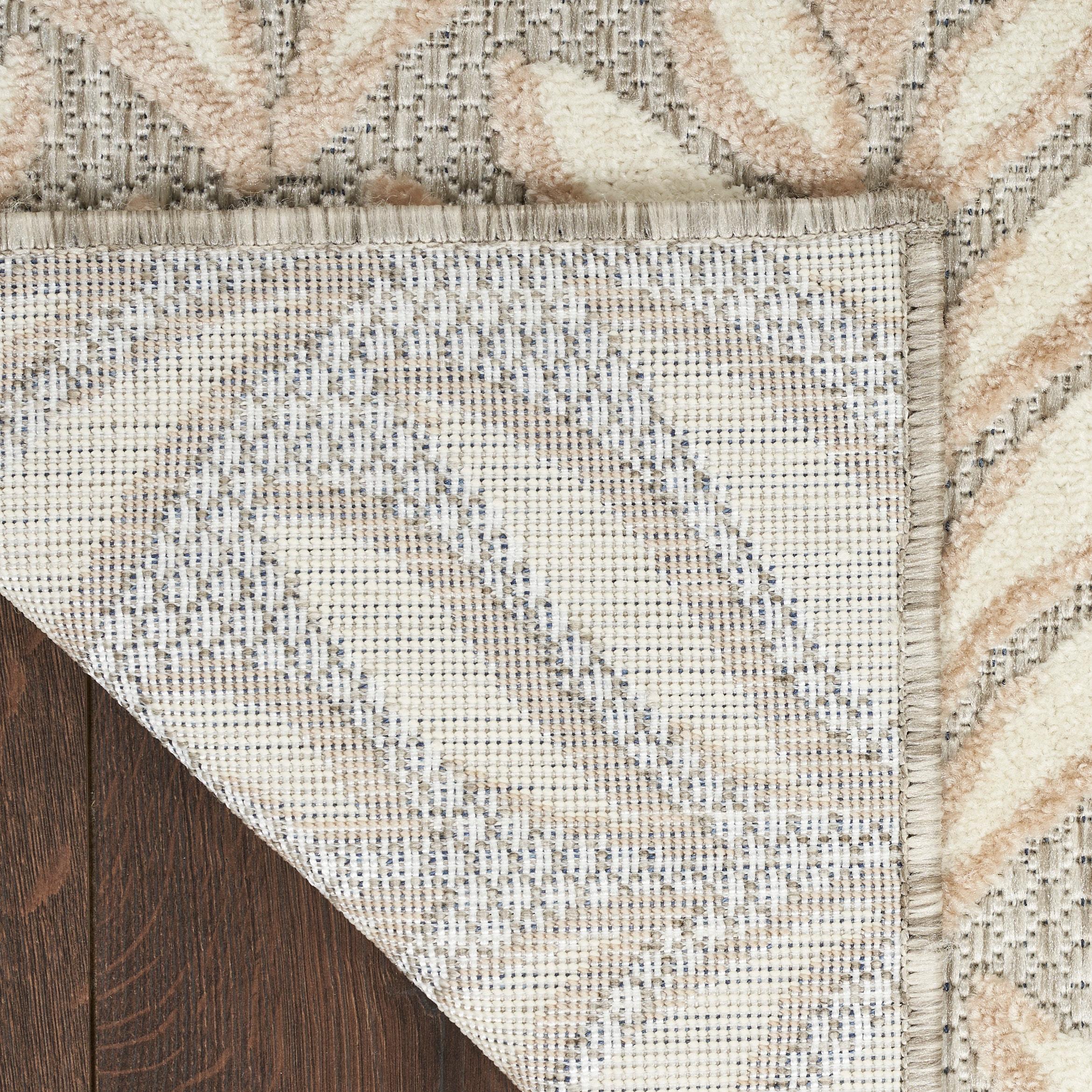 Nourison Aloha Tropical Palm Flatweave High-Low Indoor Outdoor Area Rug Ivory Grey 3'6" x 5'6"
