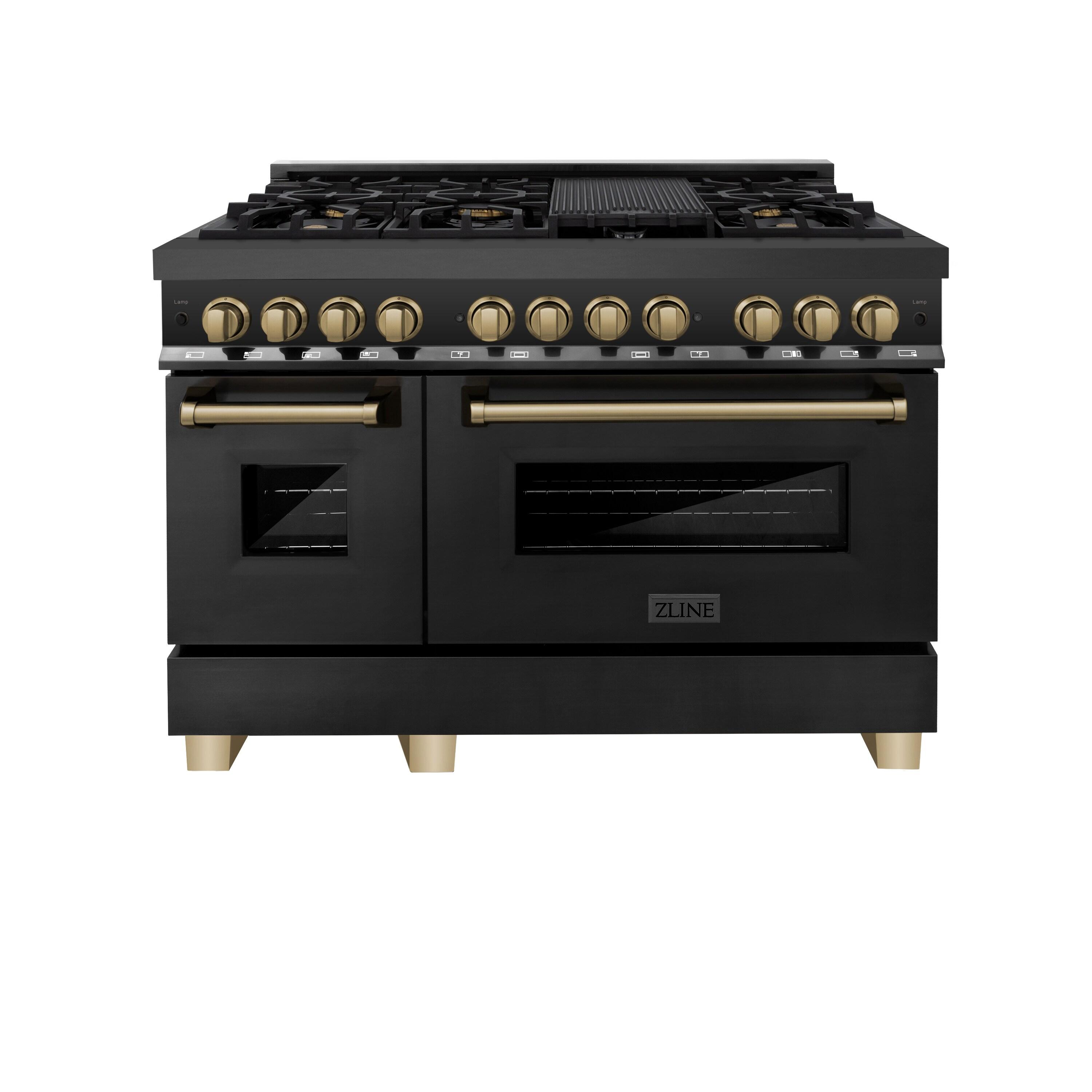 ZLINE Autograph 48" Legacy Dual Fuel Range in Black Stainless Steel