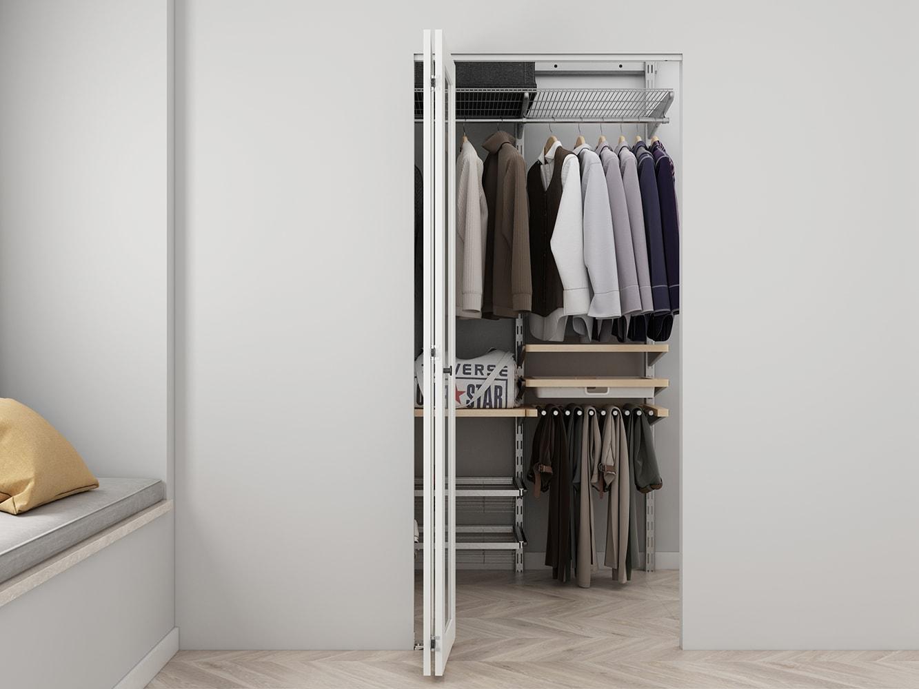 Calhome Full Lite Frosted Glass MDF Bi-Fold Door with Hardware Kit and Door Handle