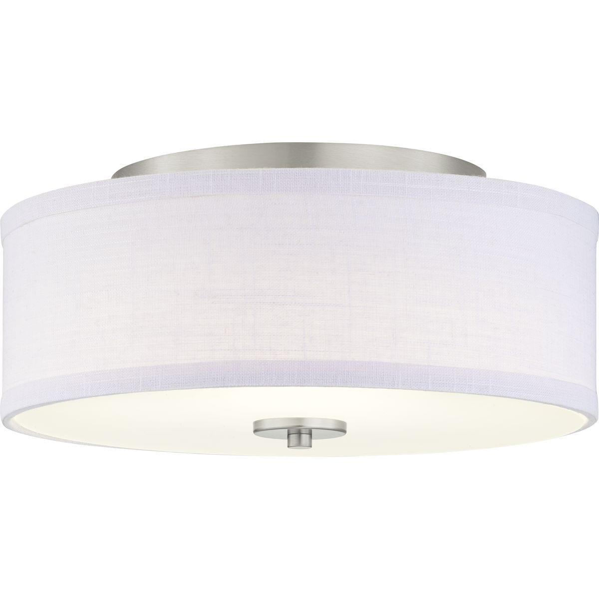 Progress Lighting Inspire Collection 1-Light LED Flush Mount in Brushed Nickel with Summer Linen Shade