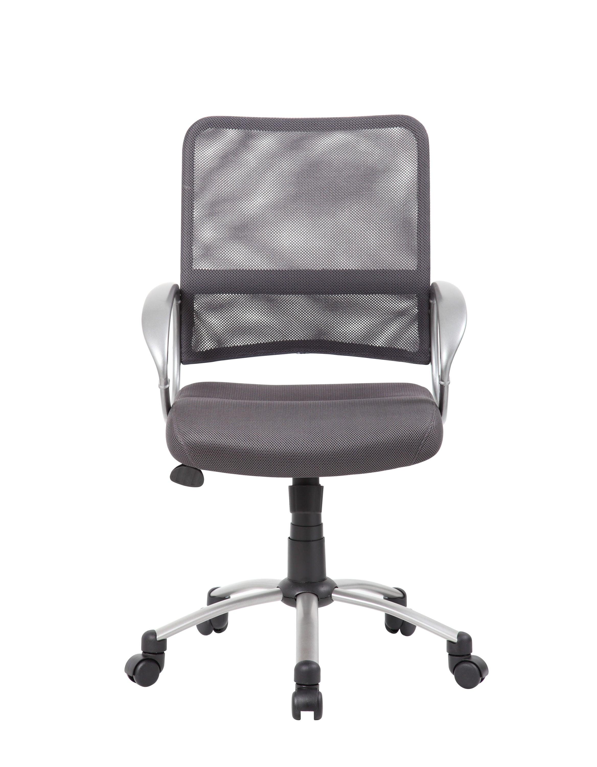 Boss Mesh Swivel Chair - Charcoal Gray: Pewter Finish, Adjustable Height & Tilt, 5-Star Base