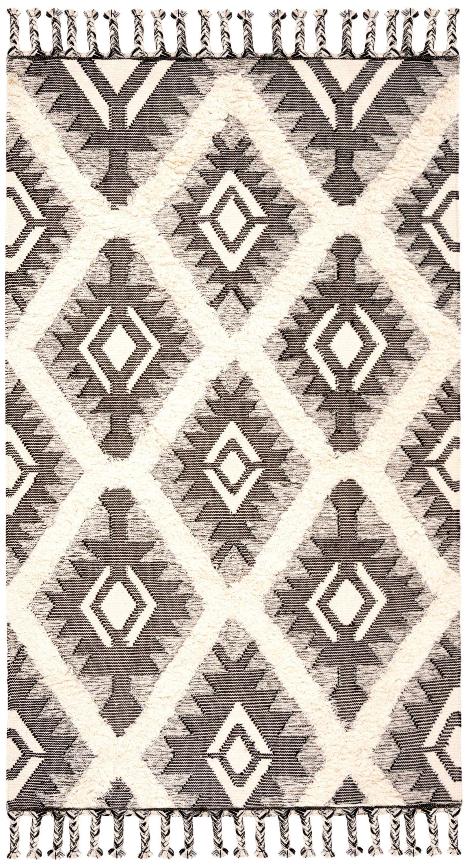 Foundry Select Cedarvale Kenya Hand Knotted Wool/Cotton Southwestern Rug in Ivory/Black