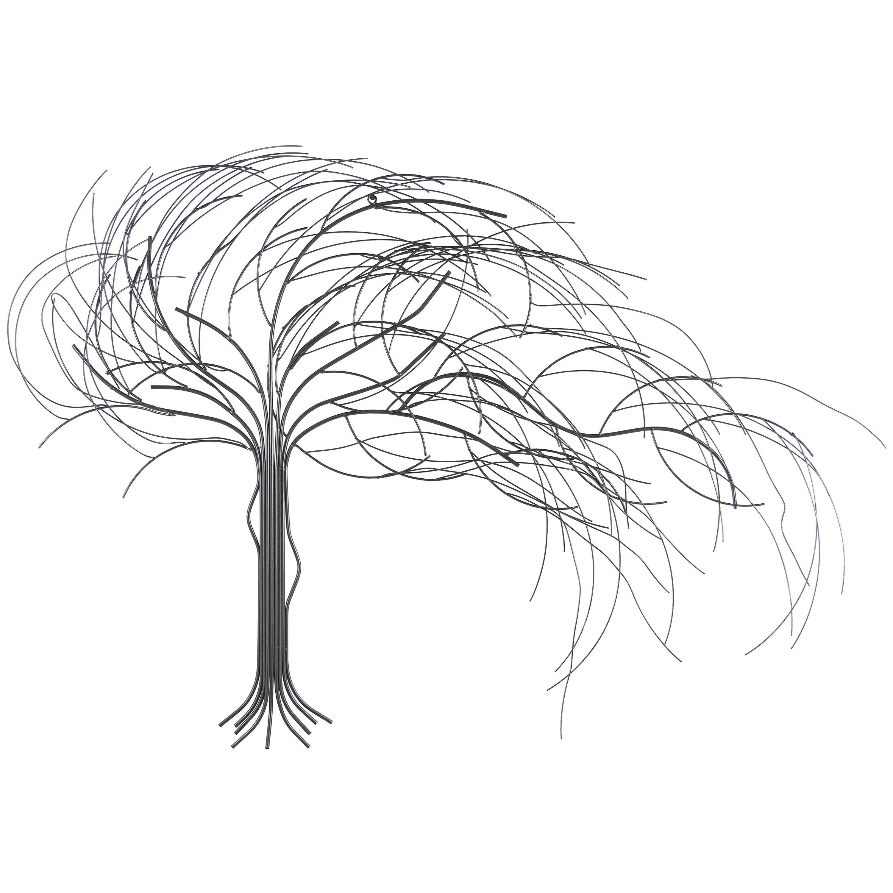 Metal Tree Indoor Outdoor Wall Decor with Long Branch Silver - Olivia & May