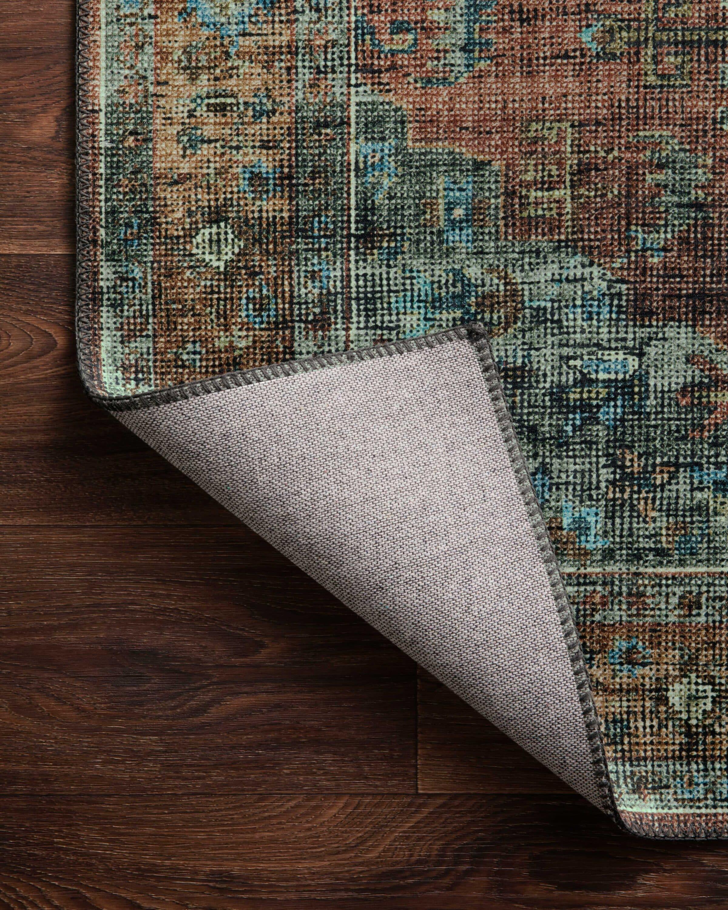 Skye Terracotta & Sky Round Easy-Care Wool Blend Rug, 6'