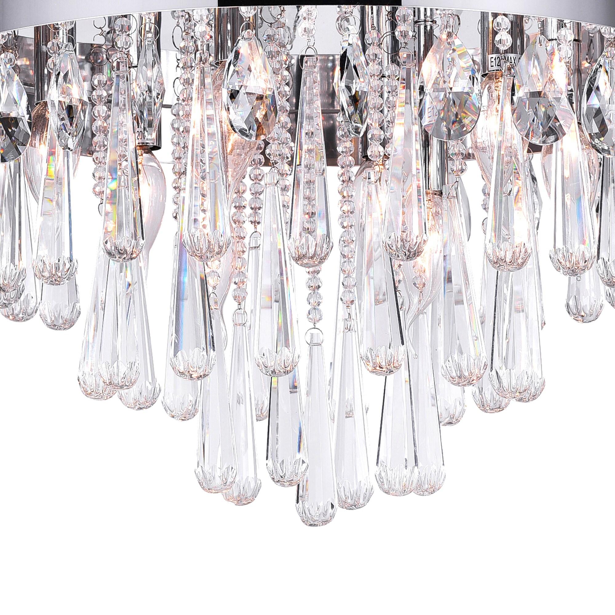 Vast 8-Light Chrome Crystal Flush Mount Ceiling Fixture