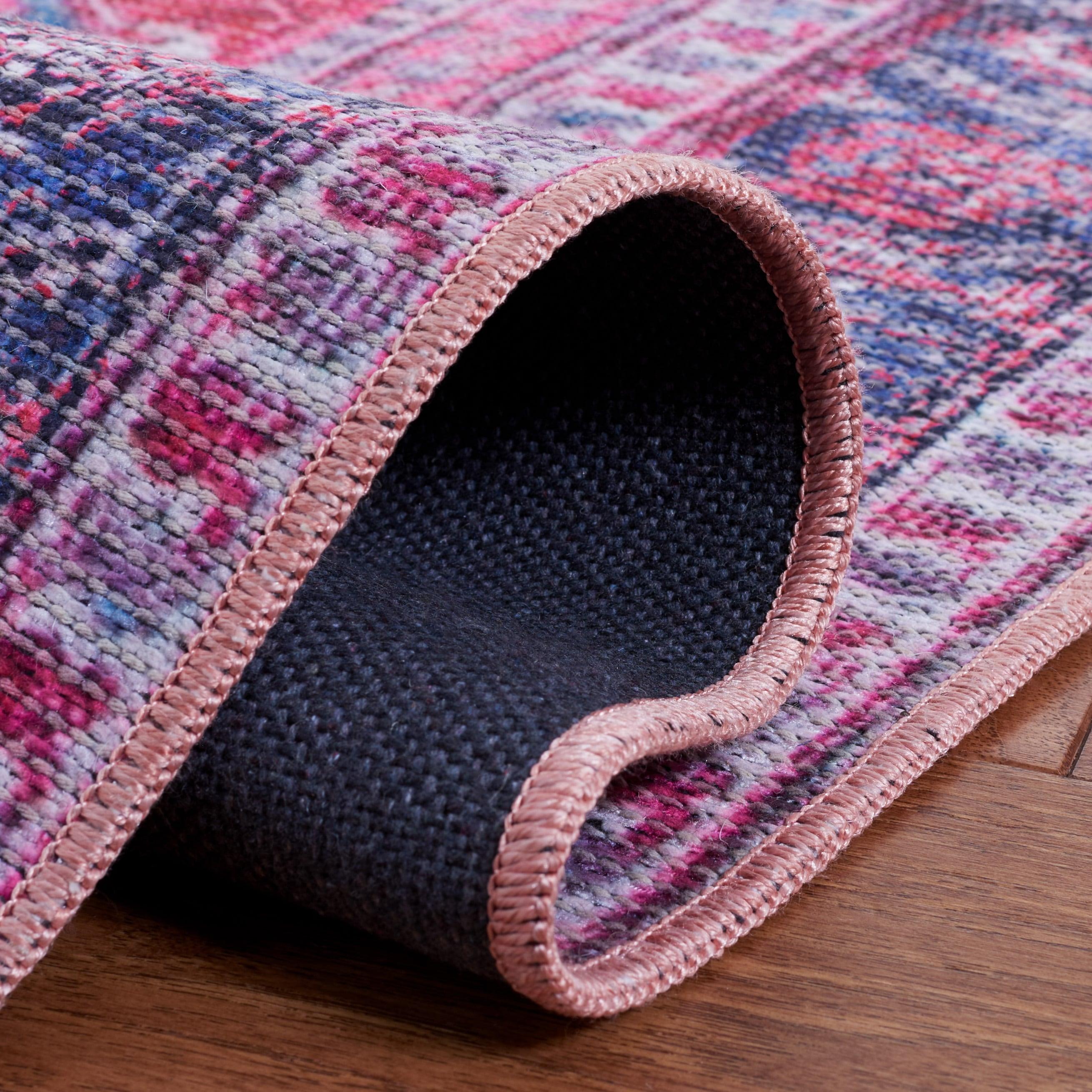 Serapi Red and Navy 9' x 12' Washable Wool Blend Area Rug
