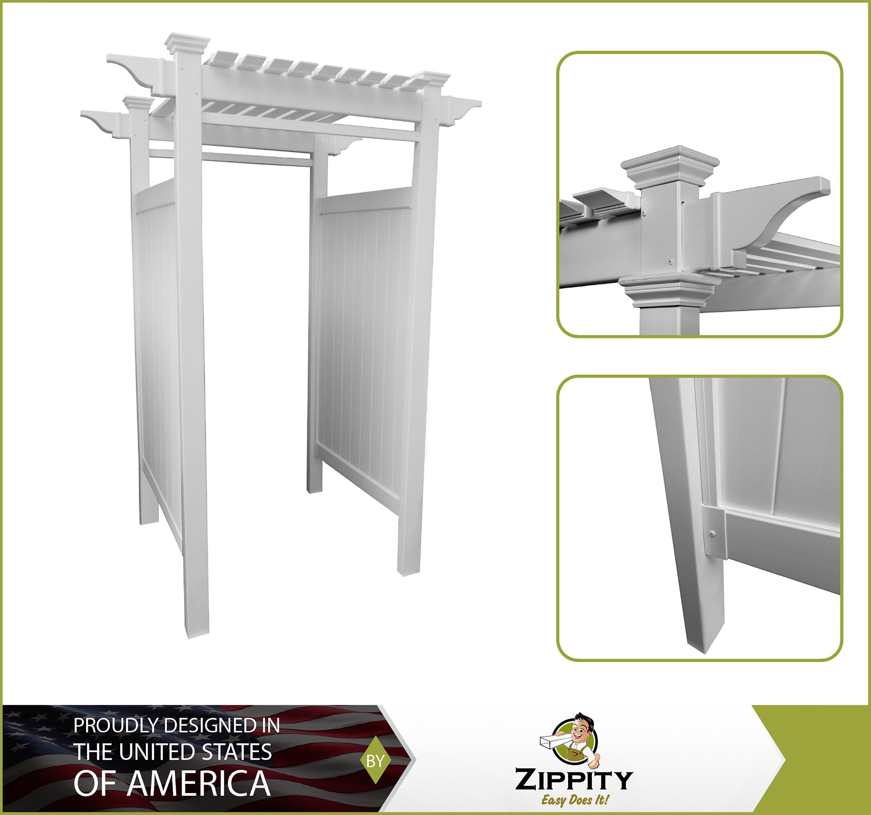 89in H x 62in W x 47in L (1 Enclosure) Zippity Oceanside Outside Shower Enclosure Kit, White Vinyl Outdoor Shower Kit for Pool Shower, Outdoor Changing Room, Beach Shower, Outdoor Bathroom ZP19024