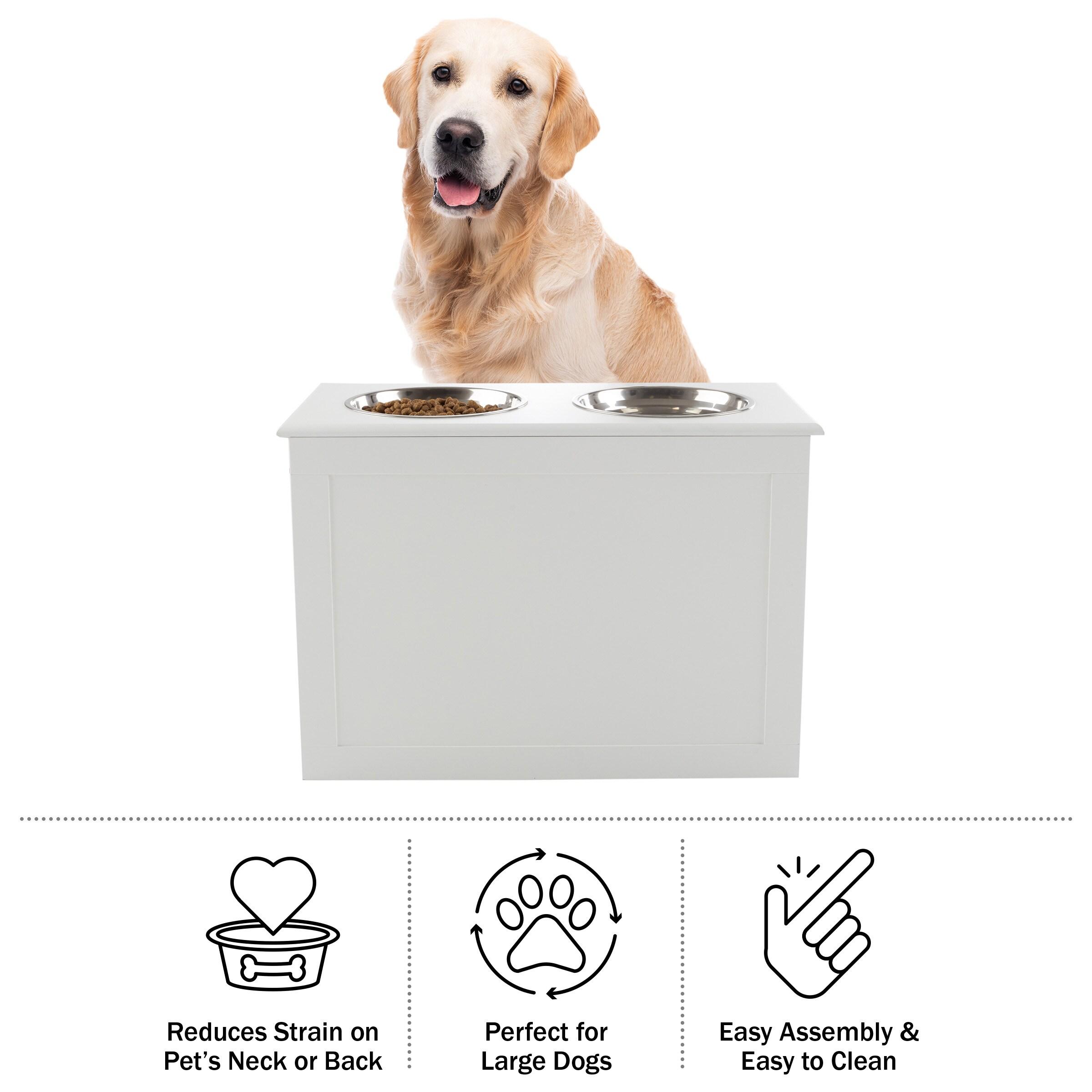 Petmaker PETMAKER Elevated Dog Bowls with Storage, White
