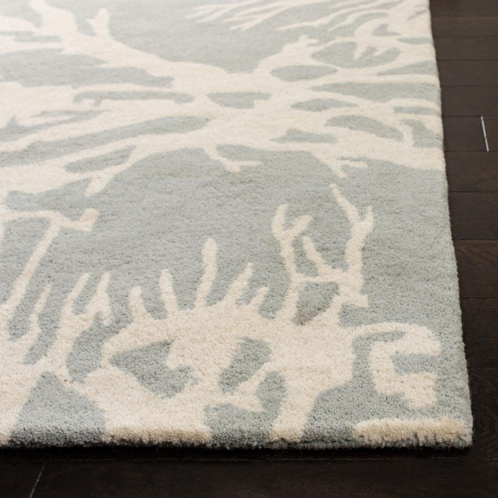 Bella BEL115 Hand Tufted Area Rug - Grey/Ivory - 5' Round - Safavieh.