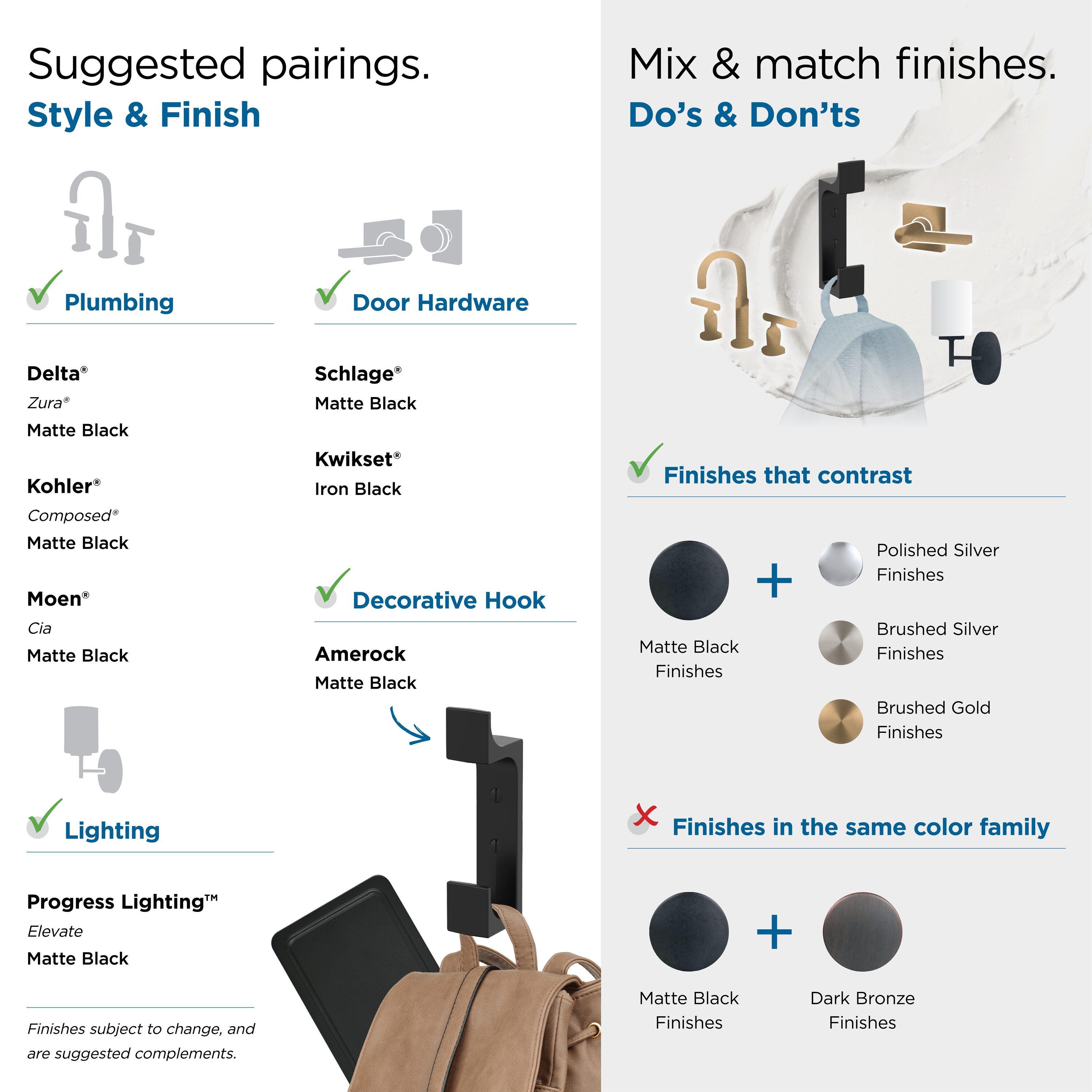 Amerock Bray Contemporary Double Prong Decorative Wall Hook