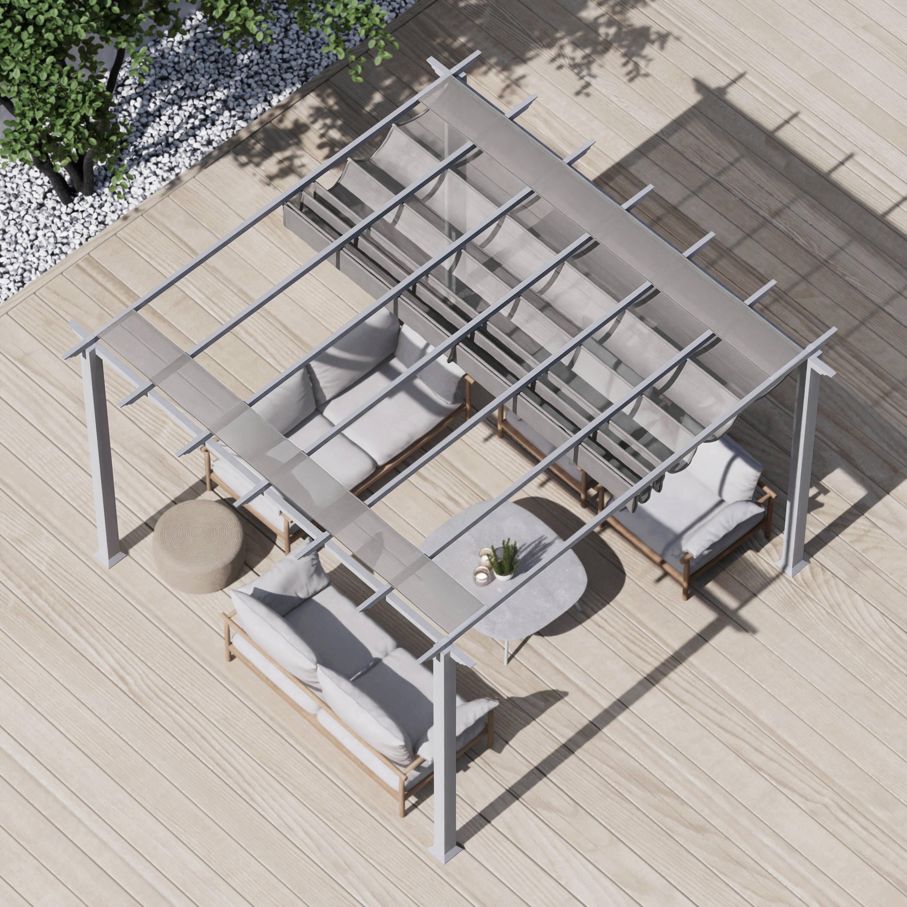 Paragon-Outdoor Florence  Aluminum Pergola in Powder-Coated Finish with Adjustable Canopy