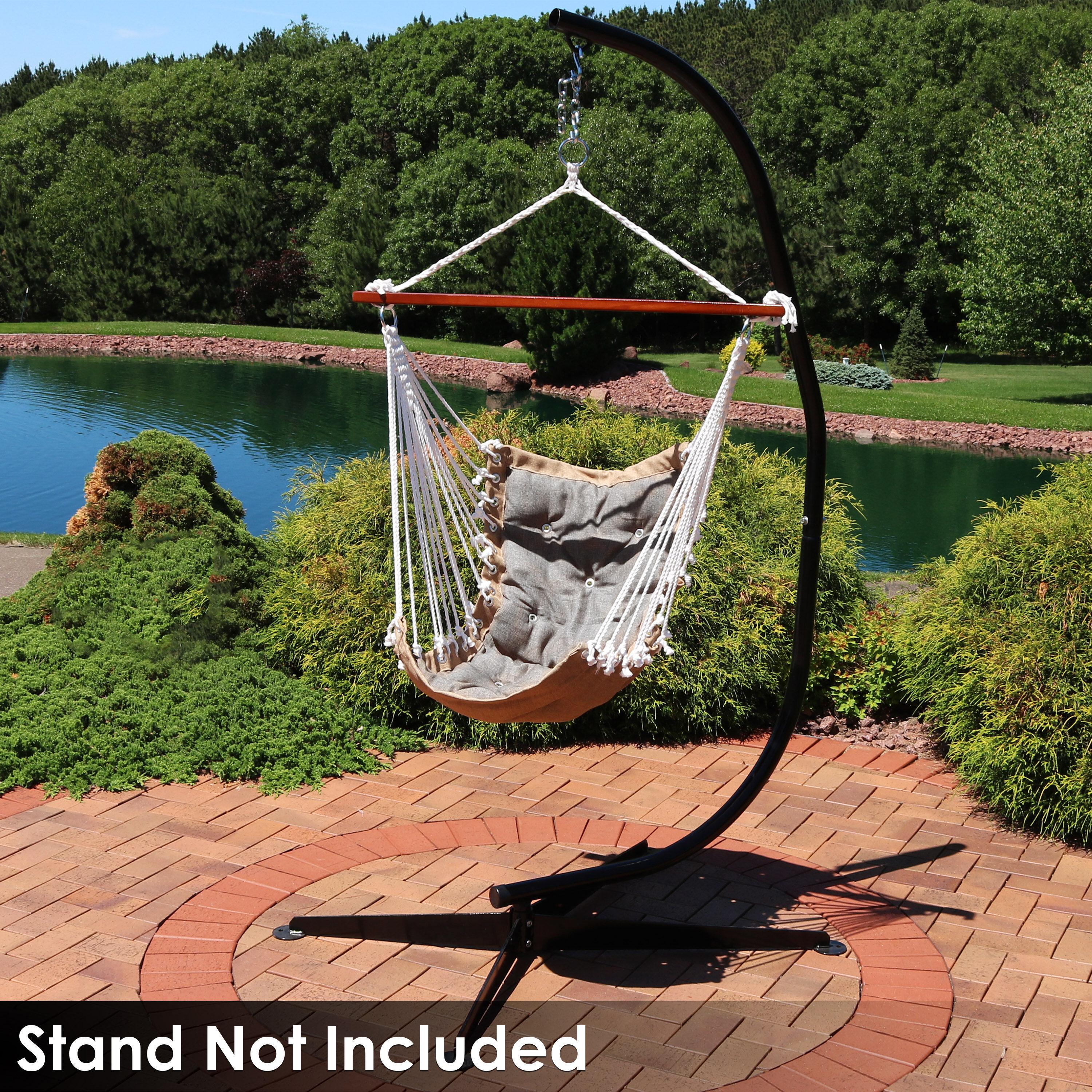 Sunnydaze Large Tufted Victorian Hanging Hammock Chair Swing for Backyard and Patio - 300 lb Weight Capacity - Gray