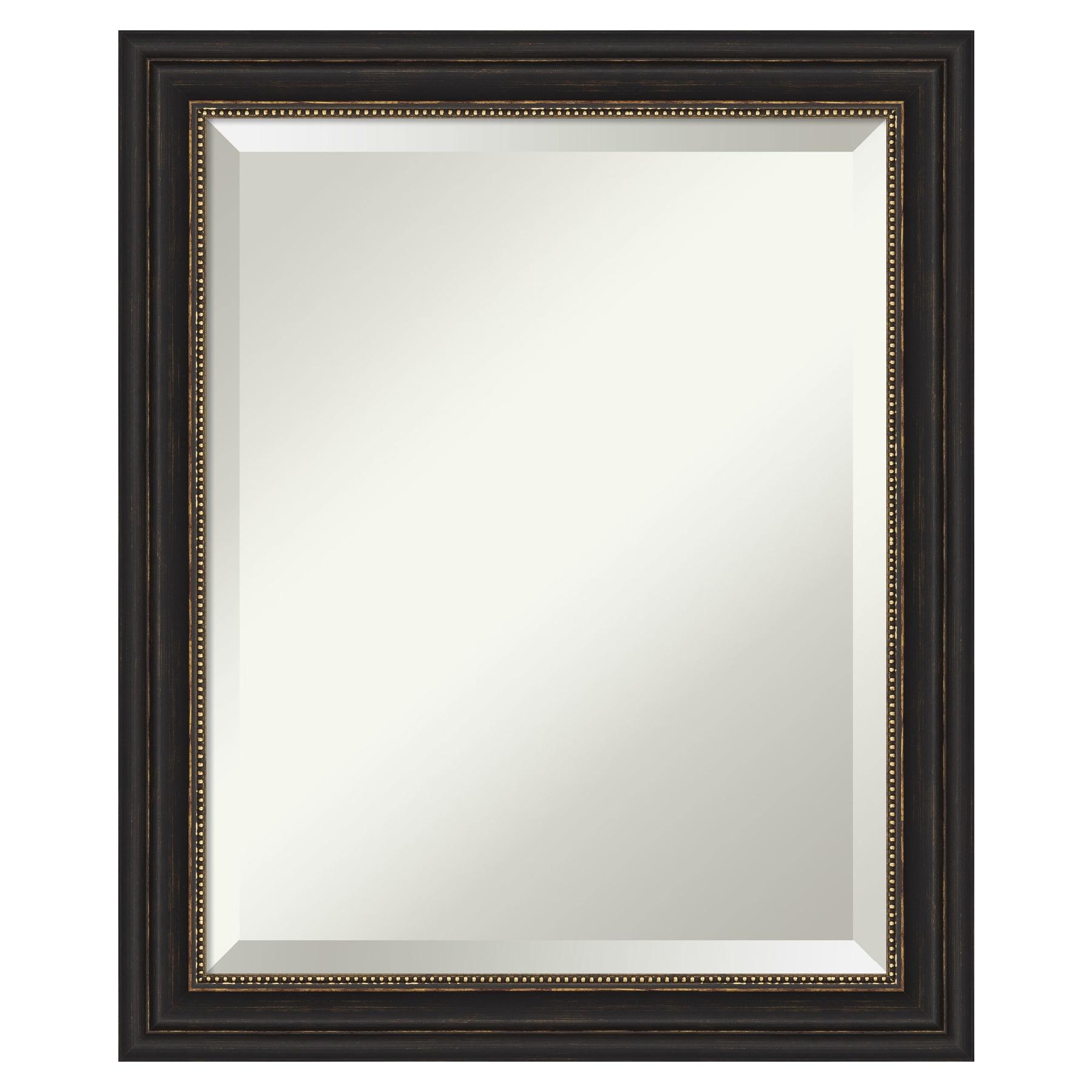 Amanti Art Beveled Bathroom Wall Mirror - Accent Bronze Narrow Frame Outer Size: 20 x 24 in