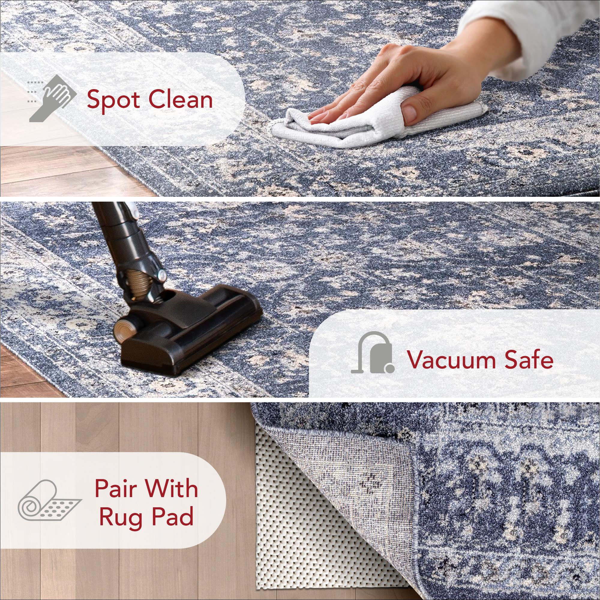 Nuloom Florid Emma Floral 4x6 Indoor Area Rug for Living Room Bedroom Dining Room Kitchen, Blue/Ivory