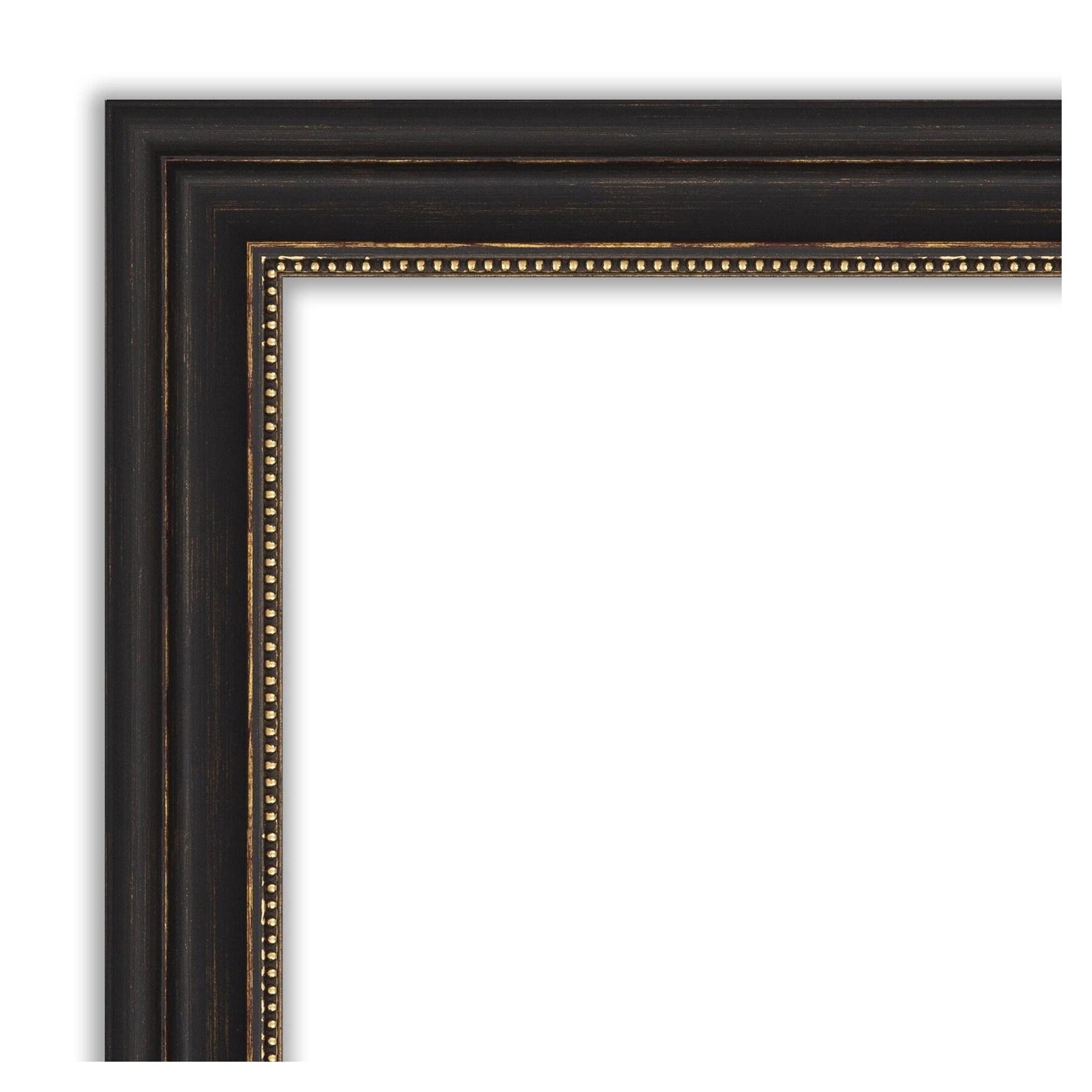 Amanti Art Beveled Bathroom Wall Mirror - Accent Bronze Narrow Frame Outer Size: 32 x 26 in