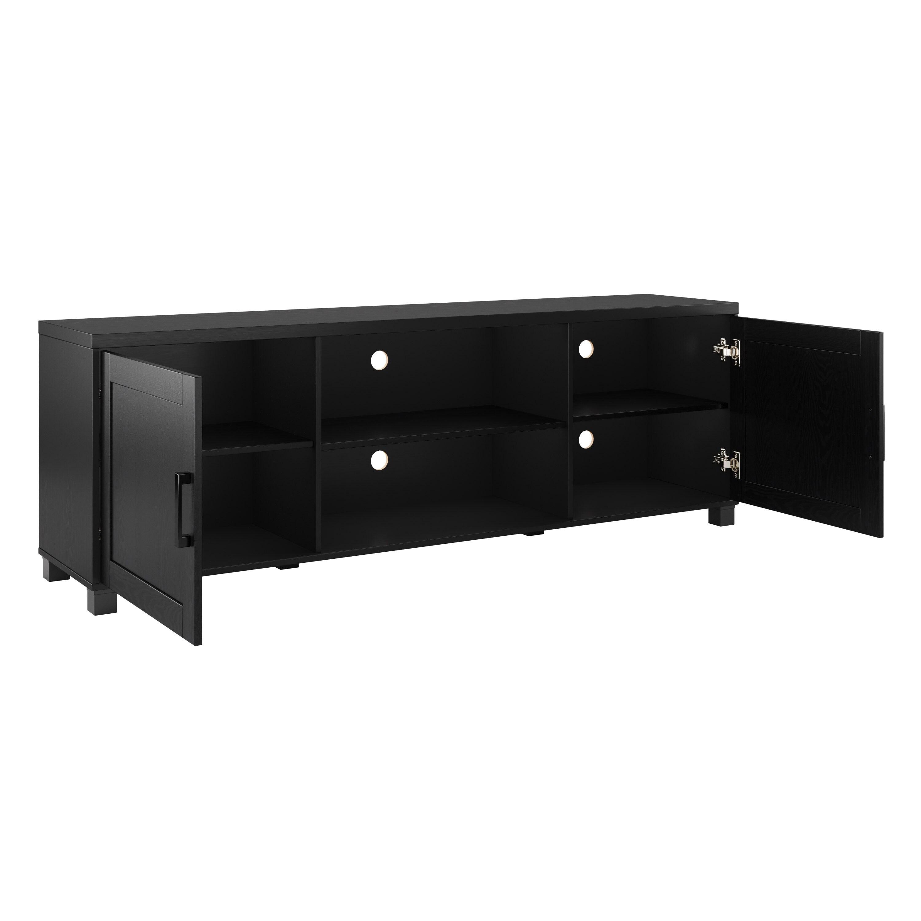 CorLiving Virlomi Contemporary Black TV Stand with Storage for Most TVs up to 85 Inch - Living Room Entertainment Center with Storage, Stylish TV Stand for Living Room, Modern TV Stands