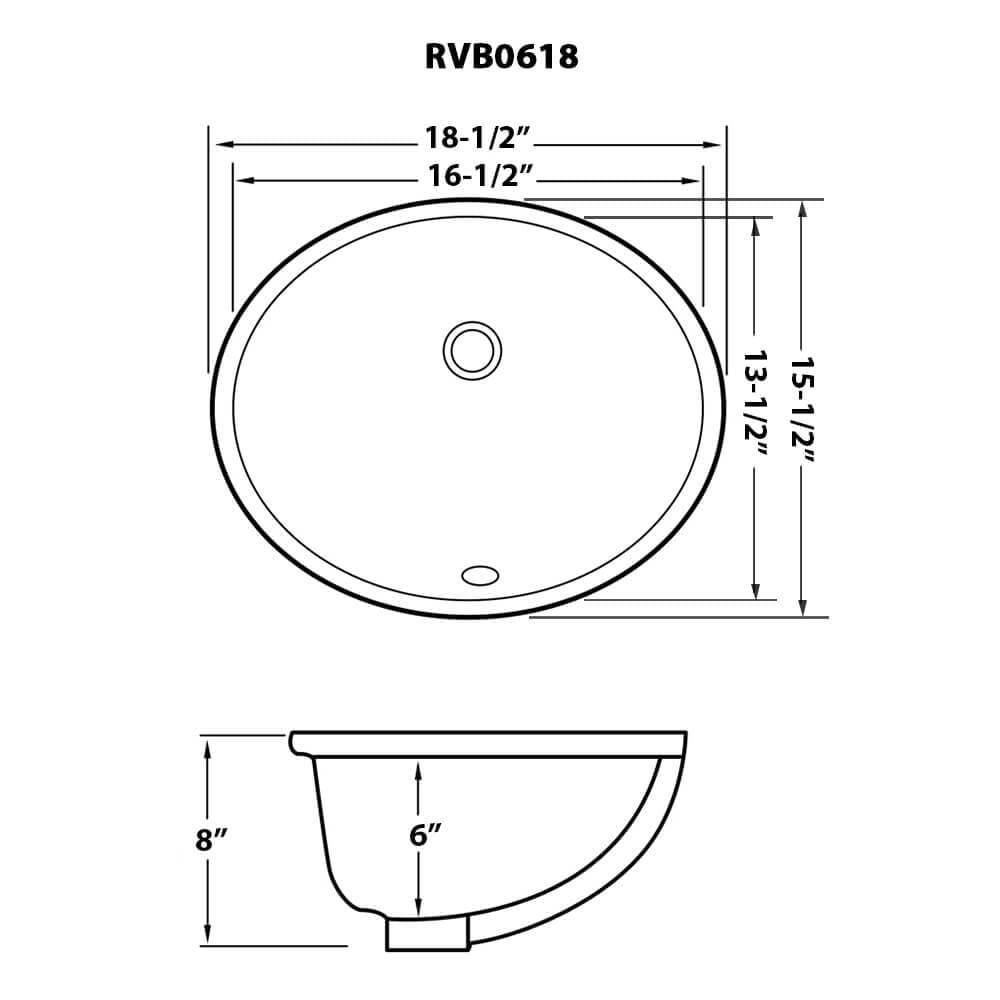 Ruvati 16 x 13 inch Undermount Bathroom Sink Oval Porcelain Ceramic with Overflow