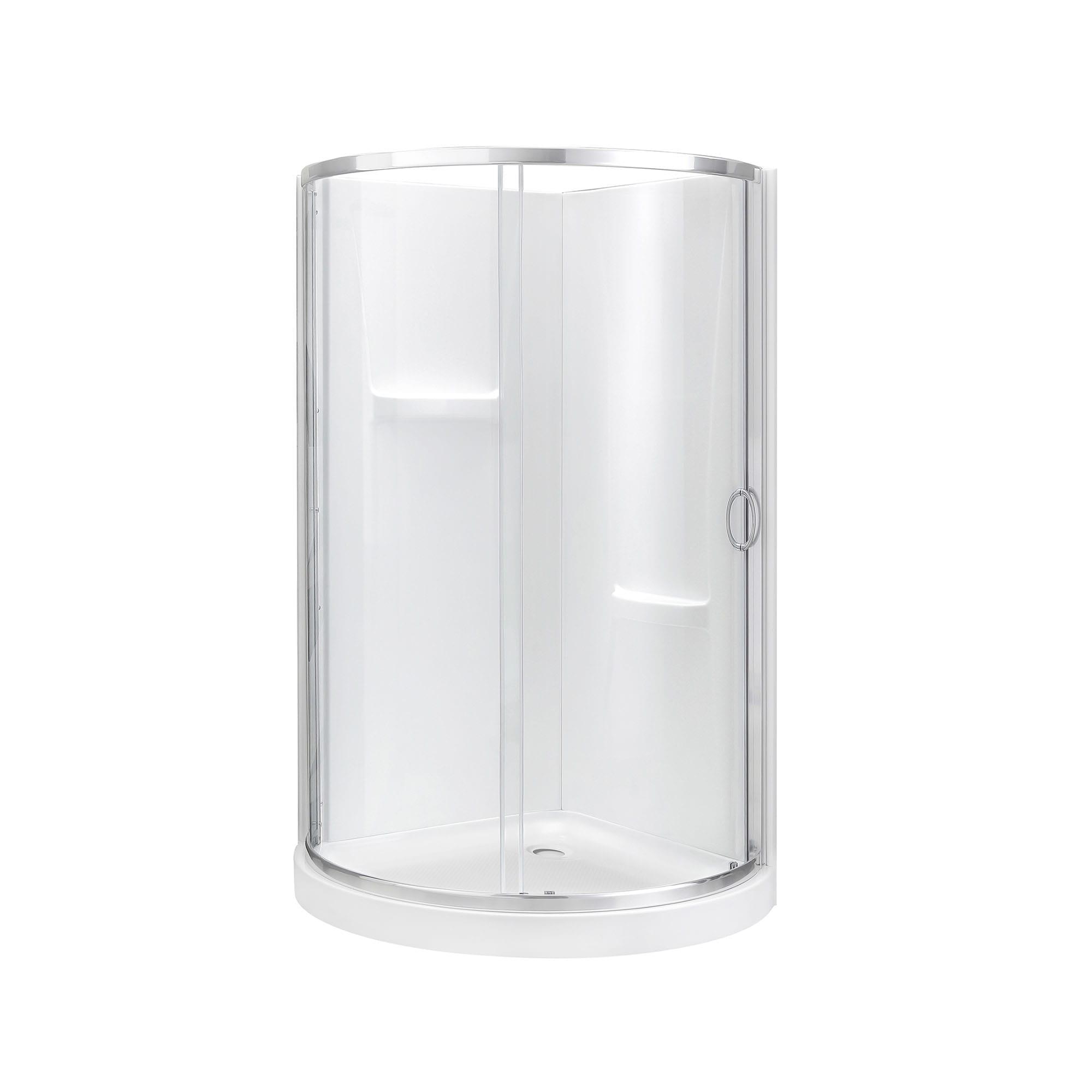 OVE Decors Breeze 33 in. Framed Round Shower Kit w/ Clear Glass, Base, Wall