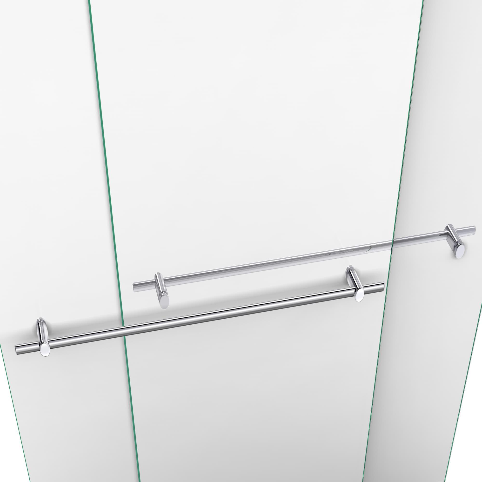 DreamLine Duet 32 in. D x 60 in. W x 74 3/4 in. H Semi-Frameless Bypass Shower Door in Chrome and Right Drain Black Base