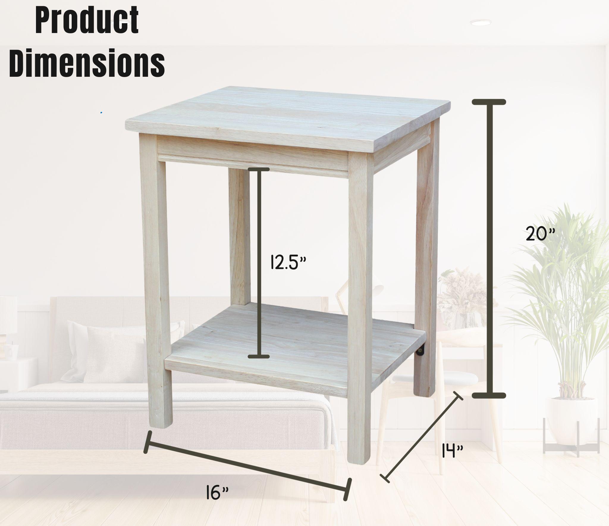 29" Square Portman Accent Table Unfinished - International Concepts: Solid Wood, Entryway Display, Parawood
