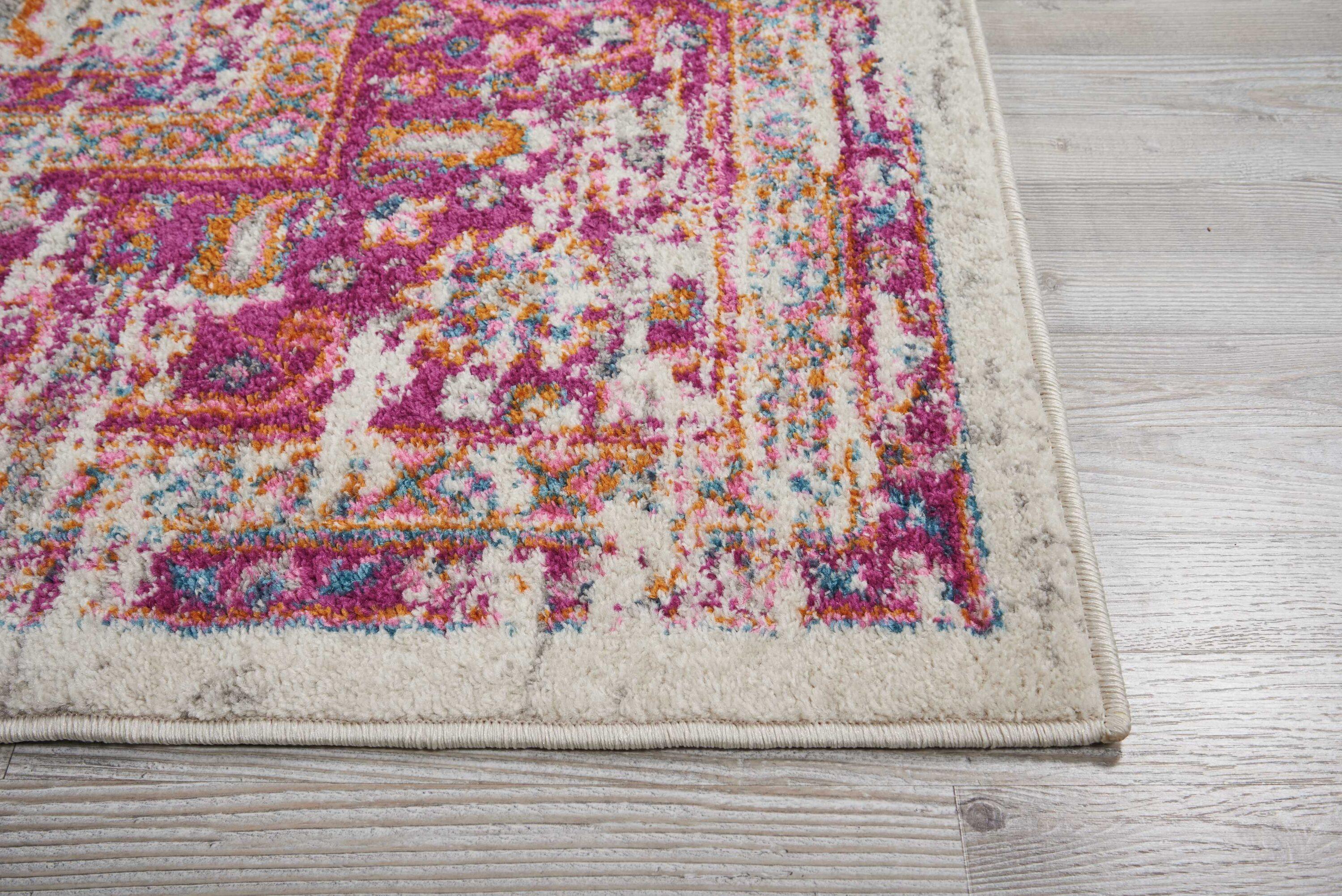 Nourison Passion Medallion Bohemian Indoor Rug Ivory/Fuchsia 8' x 10'