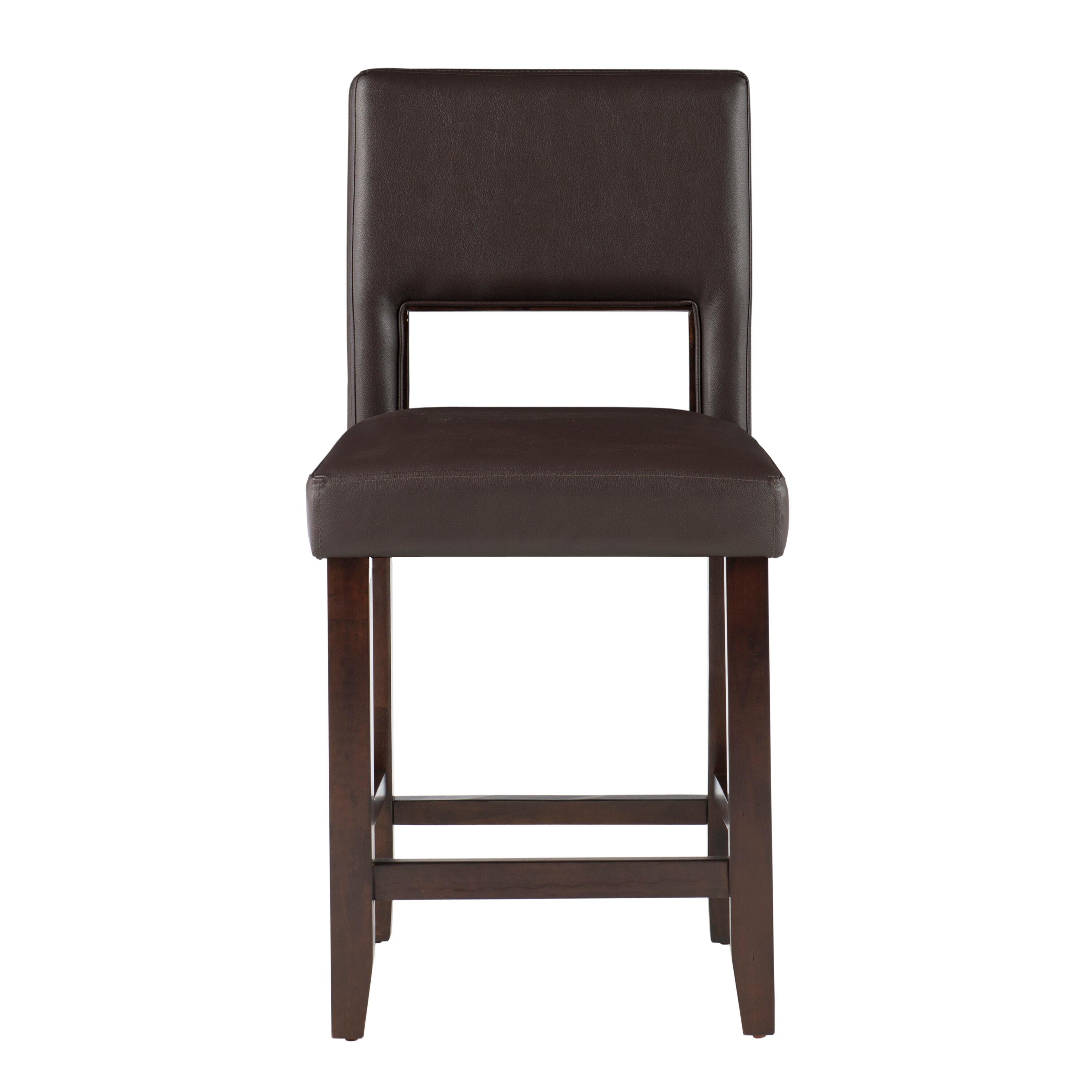 24" Vega Padded Counter Height Barstool with Ergonomic Footrest & Espresso Finish - Linon